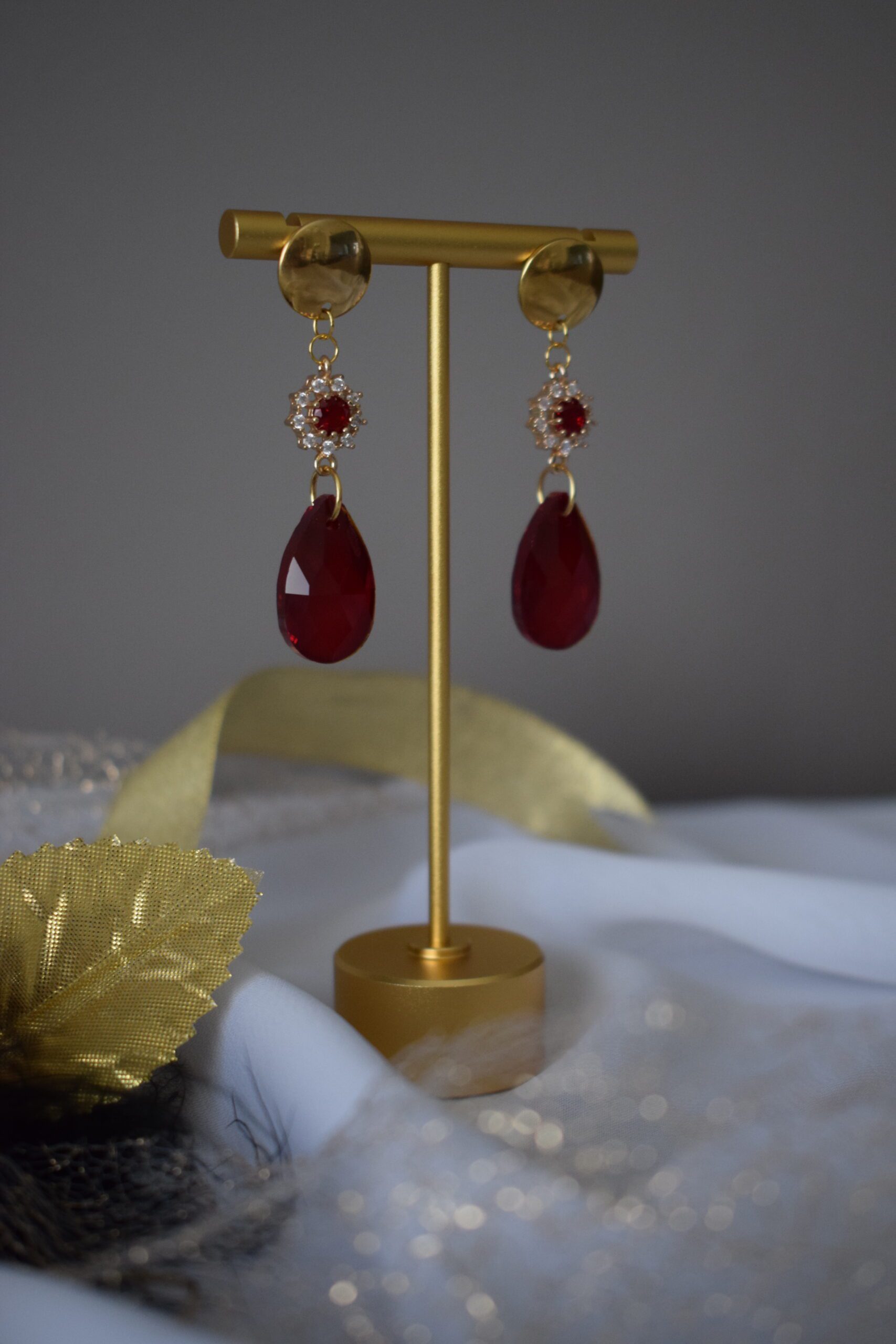 Chique Oorhangers Rood Crystal Glass ~ FO 005 - Afbeelding 2
