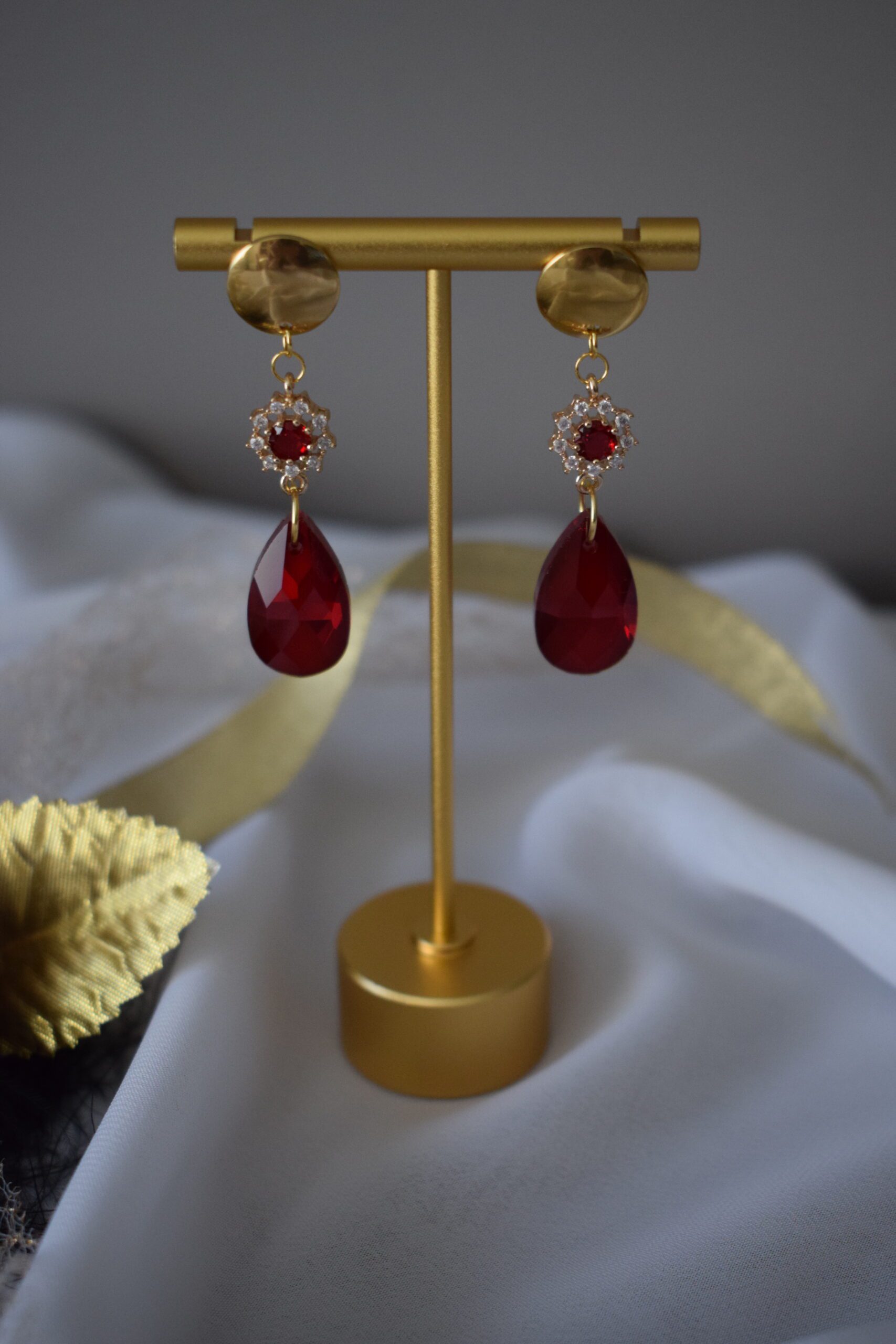 Chique Oorhangers Rood Crystal Glass ~ FO 005 - Afbeelding 3