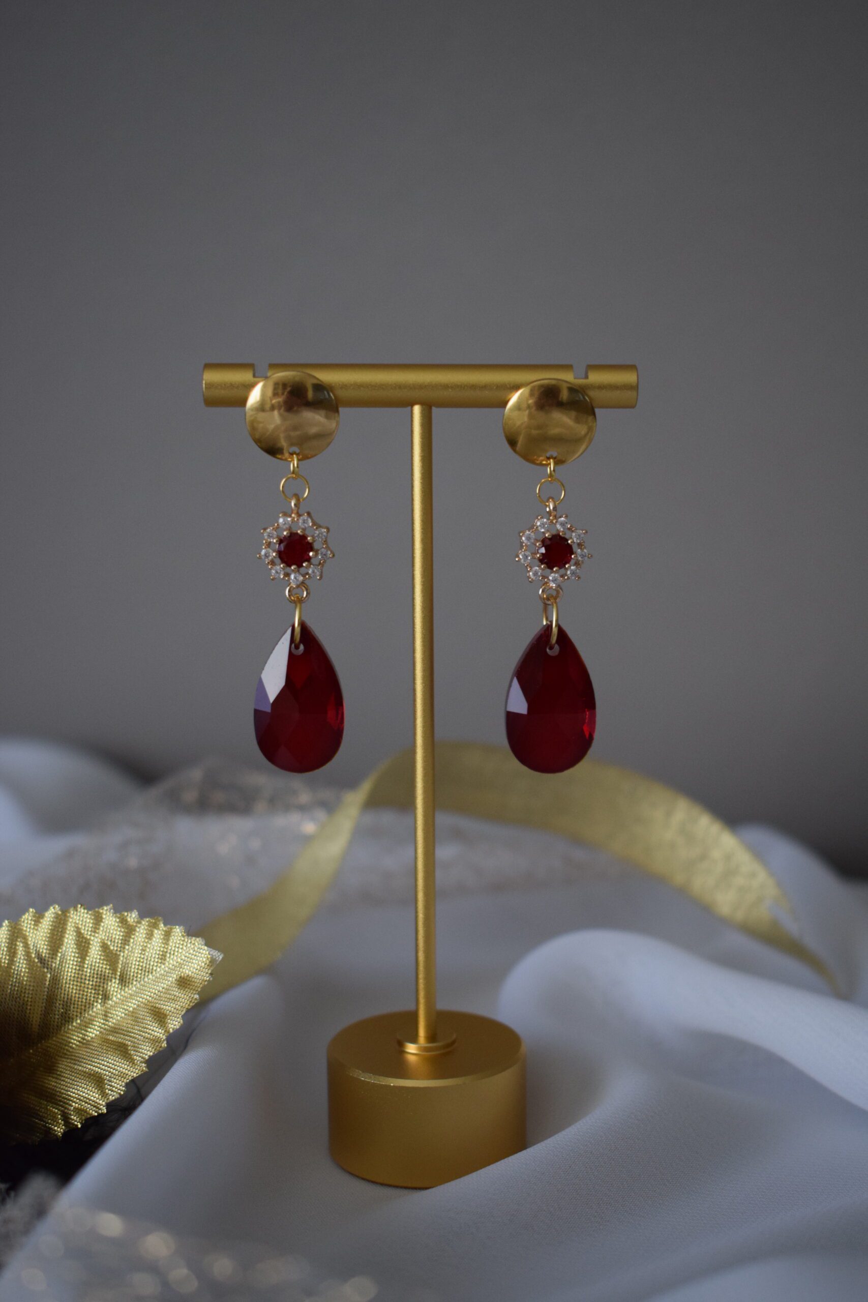 Chique Oorhangers Rood Crystal Glass ~ FO 005 - Afbeelding 4
