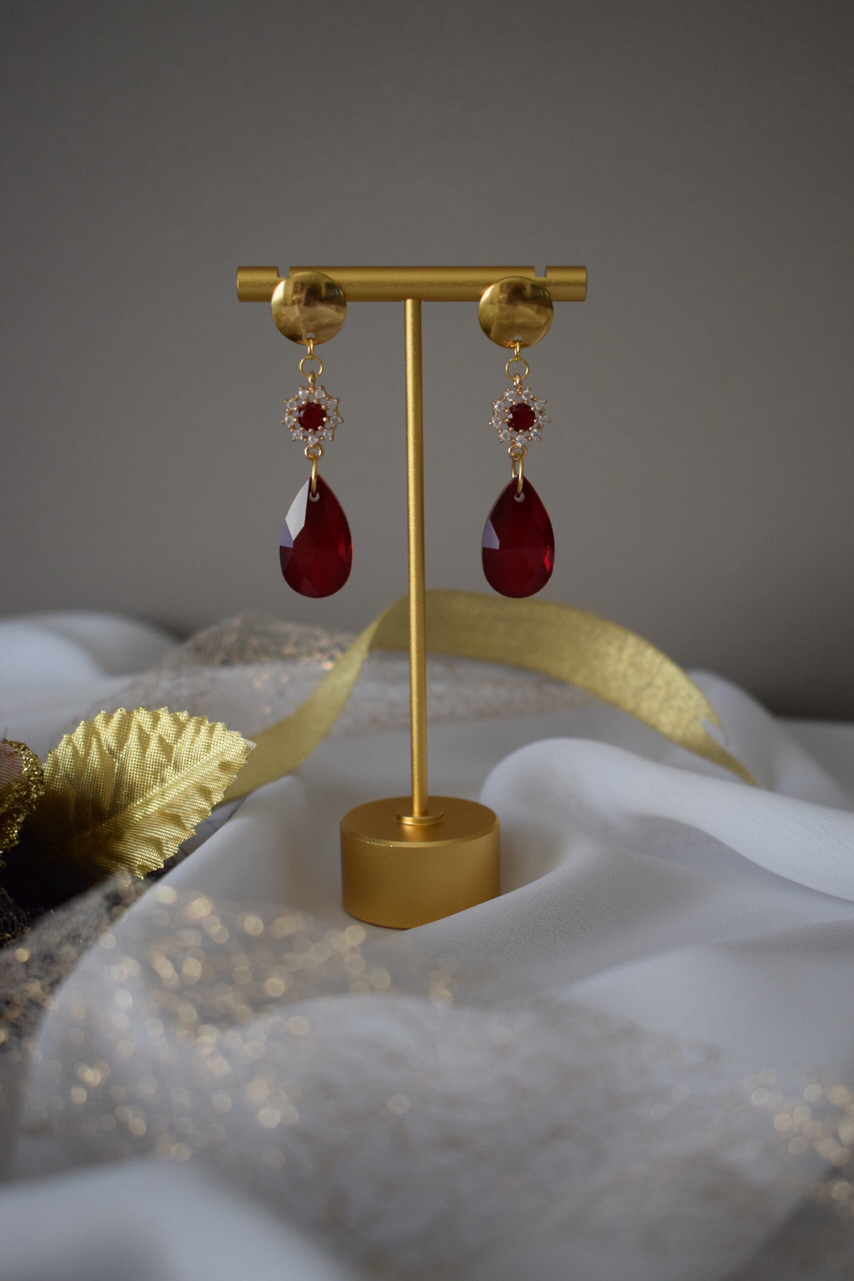 Chique Oorhangers Rood Crystal Glass ~ FO 005