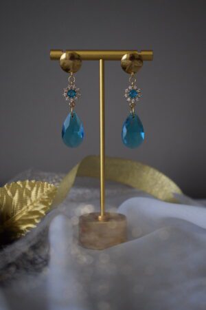 Oorhangers Aqua Blauw Crystal Glass ~ FO 004