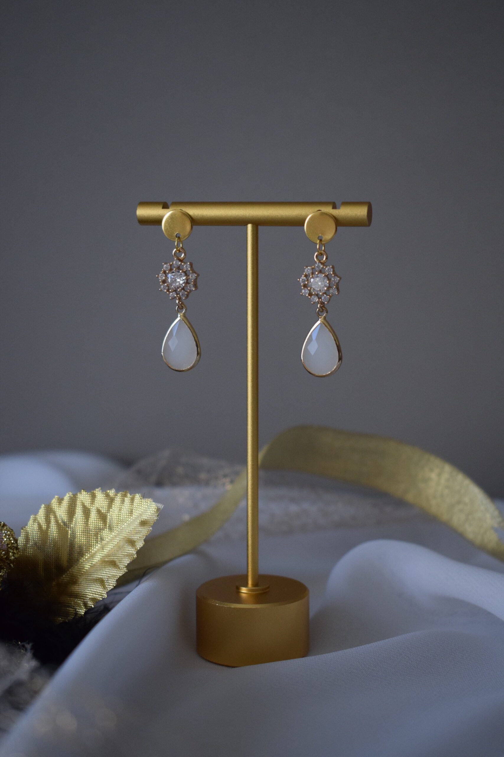 Oorhangers Offwhite Crystal Glass ~ FO 002 - Afbeelding 3