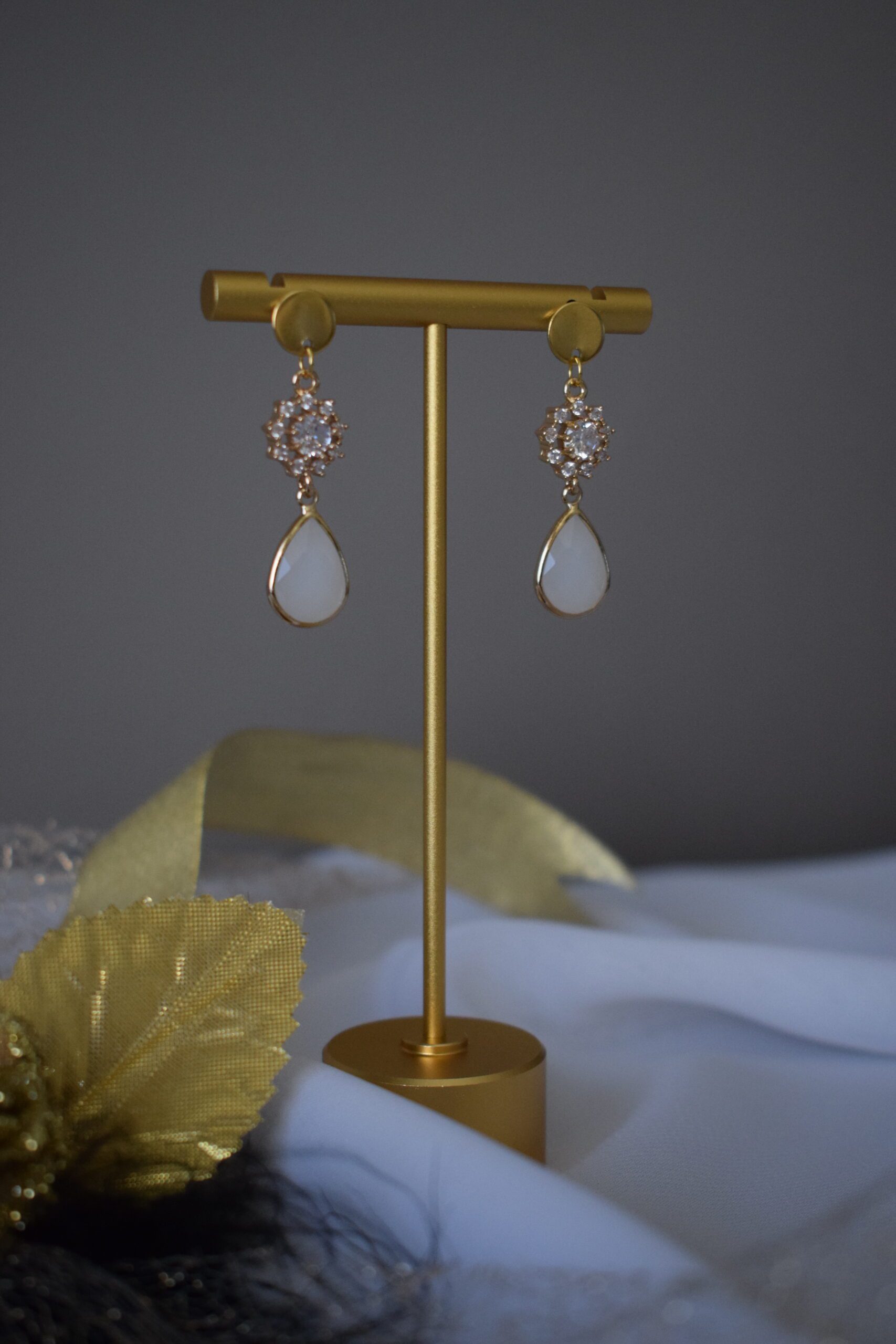 Oorhangers Offwhite Crystal Glass ~ FO 002 - Afbeelding 4