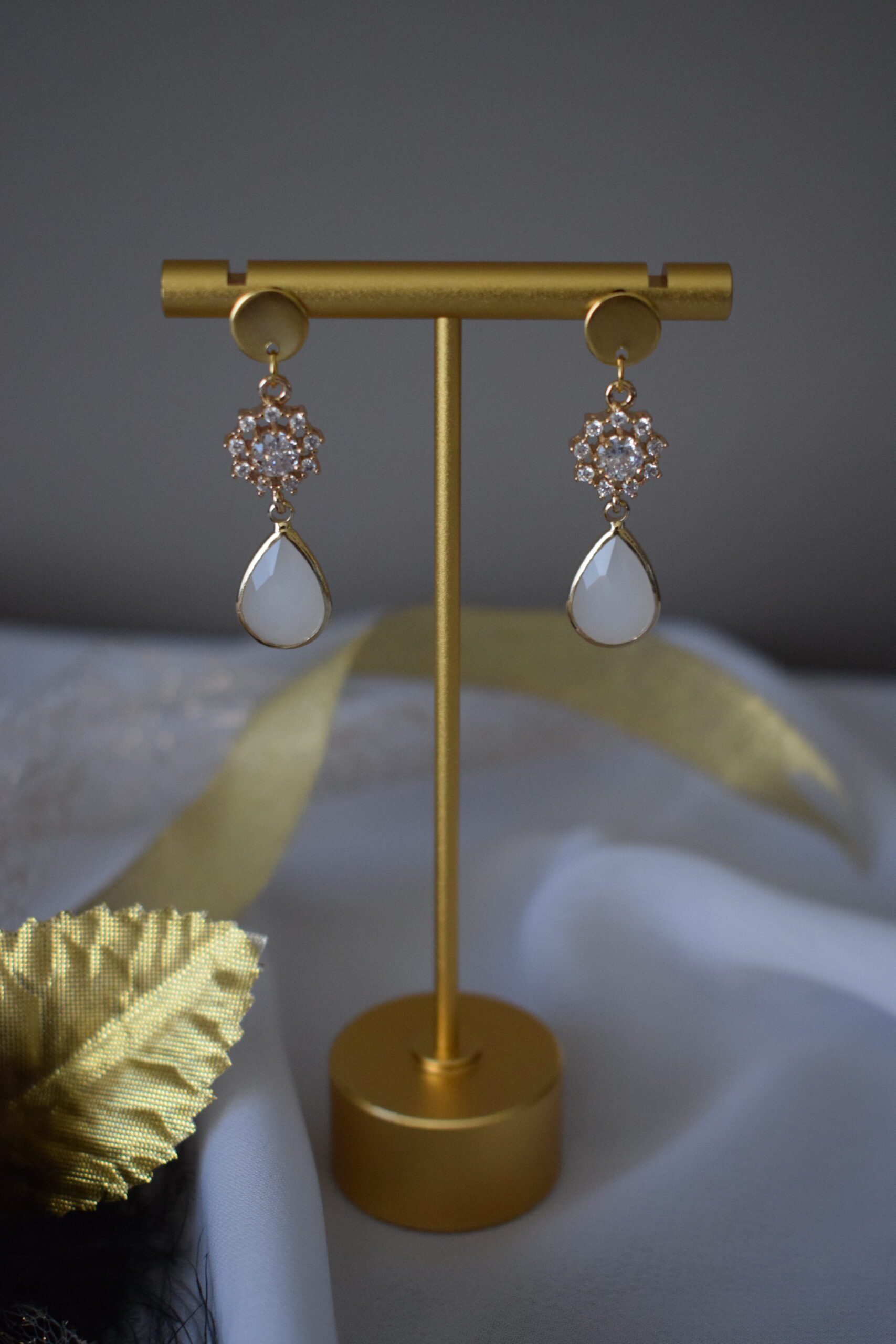 Oorhangers Offwhite Crystal Glass ~ FO 002 - Afbeelding 5
