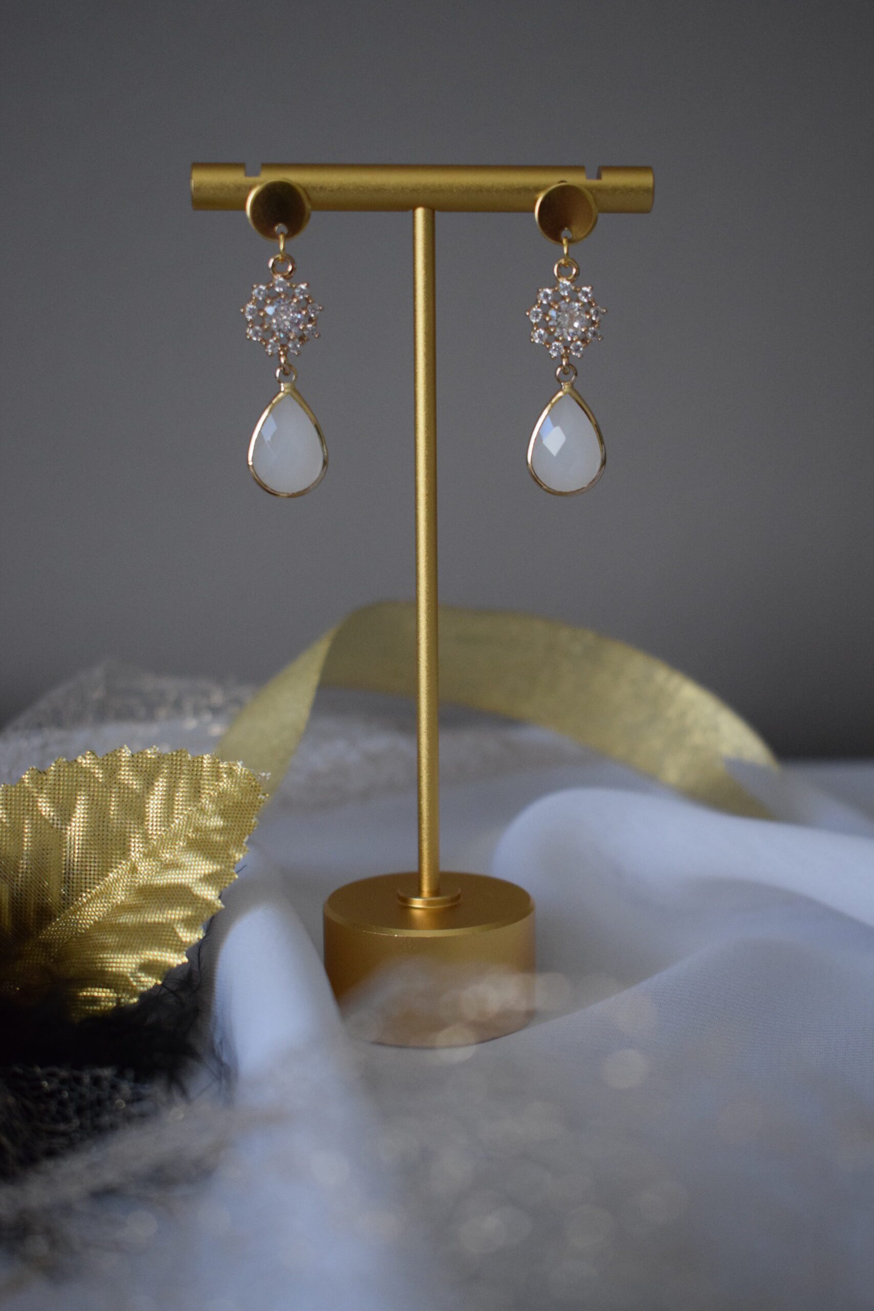 Oorhangers Offwhite Crystal Glass ~ FO 002 - Afbeelding 6