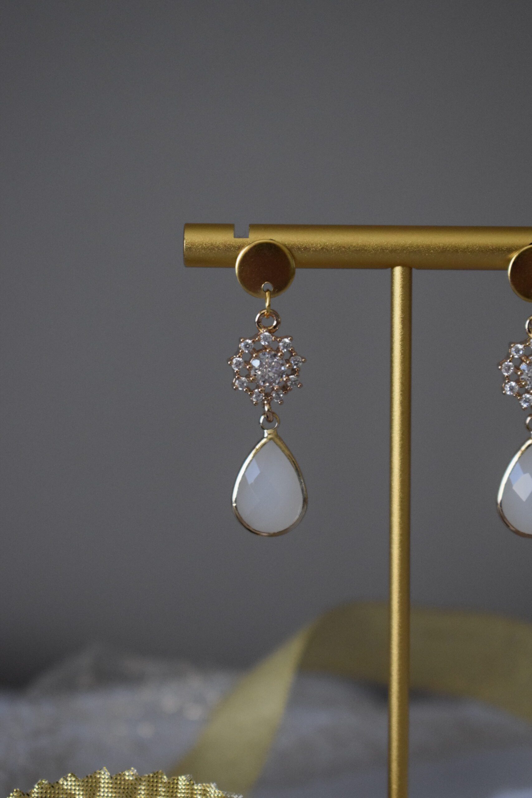 Oorhangers Offwhite Crystal Glass ~ FO 002 - Afbeelding 7