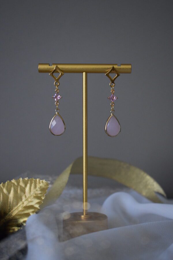 Oorhangers Lichtroze Crystal Glass ~ FO 001