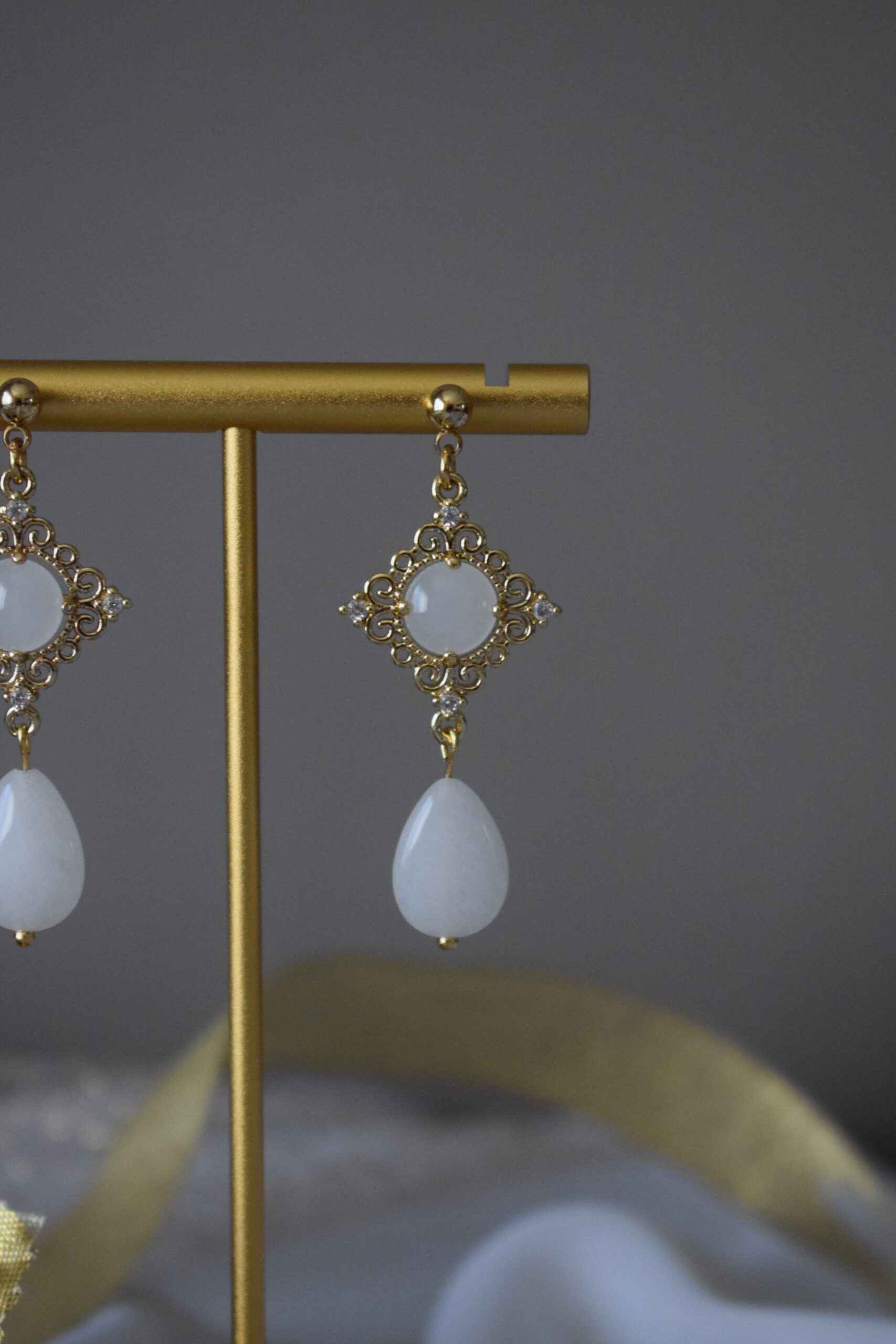 Luxe Oorhangers met Jade edelsteendruppels ~ FO 003 - Afbeelding 5
