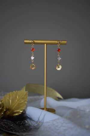 Fijne Oorhangers Oranje Crystal Glass ~ FO 009