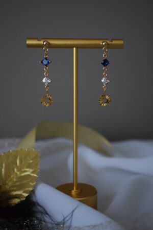 Fijne Oorhangers Blauw Crystal Glass ~ FO 007