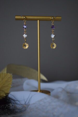 Fijne Oorhangers Paars Crystal Glass ~ FO 008