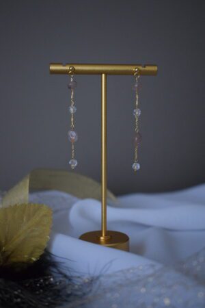Oorhangers Strawberry Quartz edelstenen ~ FO 014