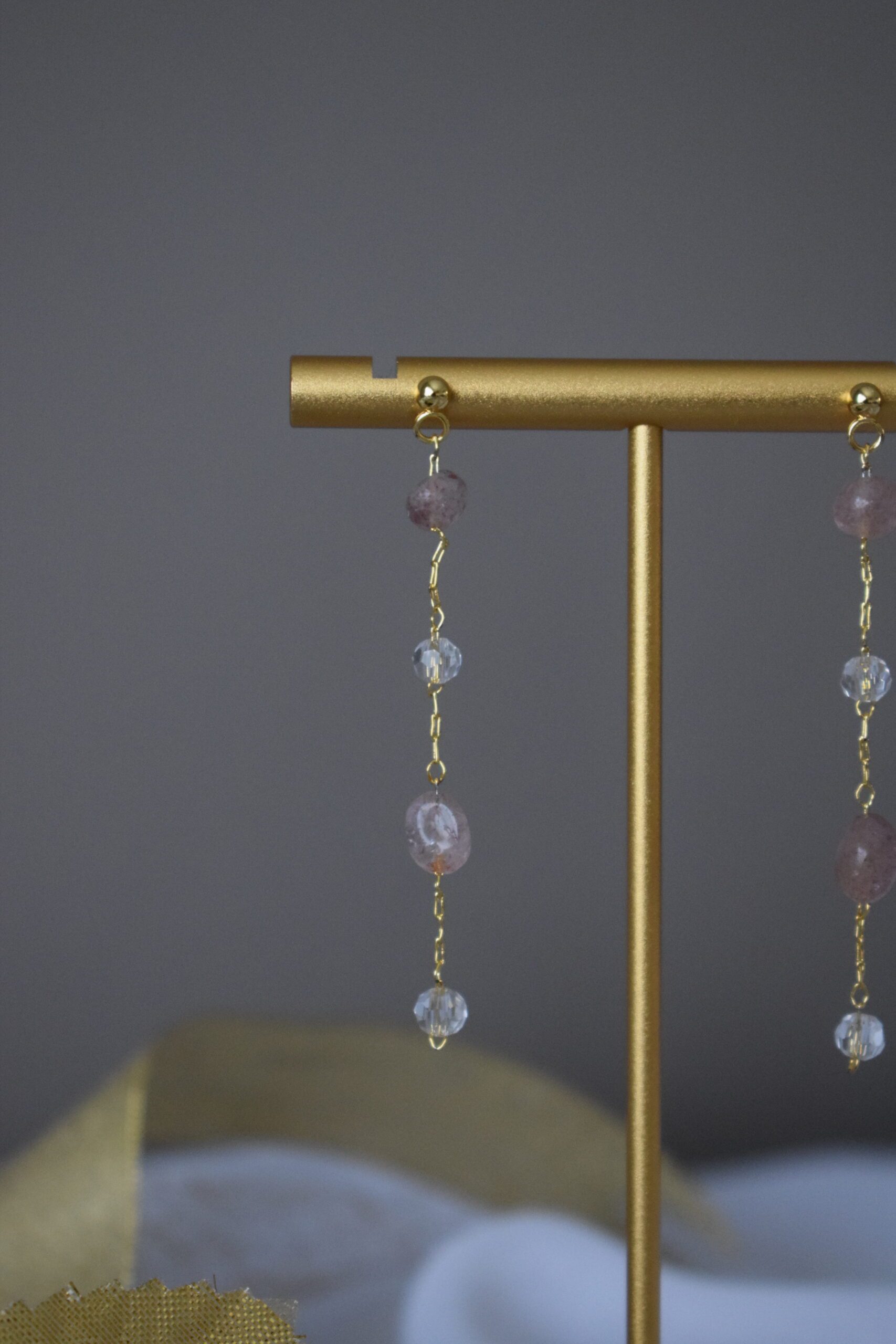 Oorhangers Strawberry Quartz edelstenen ~ FO 014 - Afbeelding 5