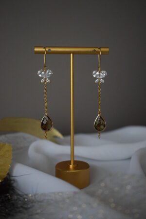 Luxe Oorhangers Vlinder Zirkonia en Glasbedel ~ FO 015