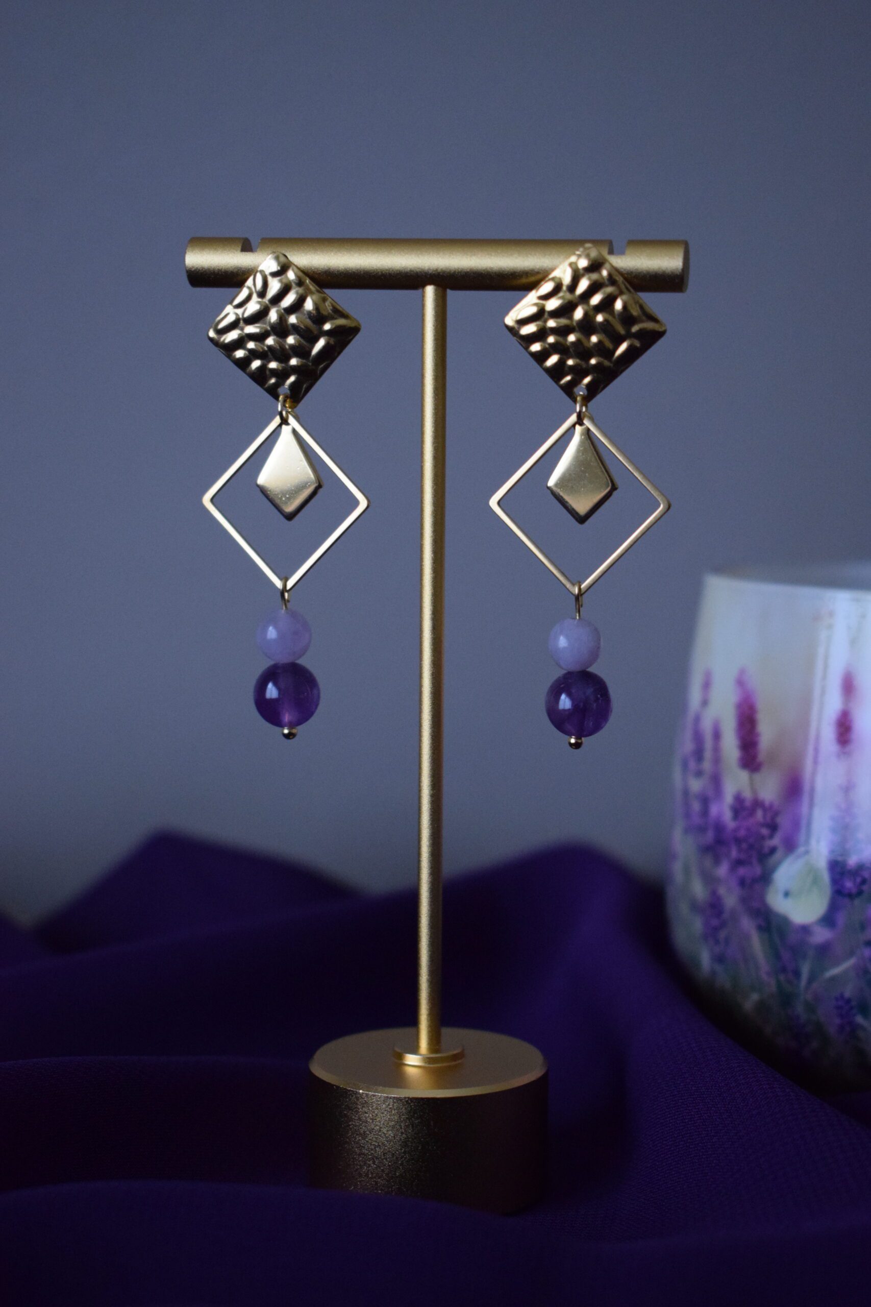 Statement oorhangers Amethist ~ OA 003 - Afbeelding 2