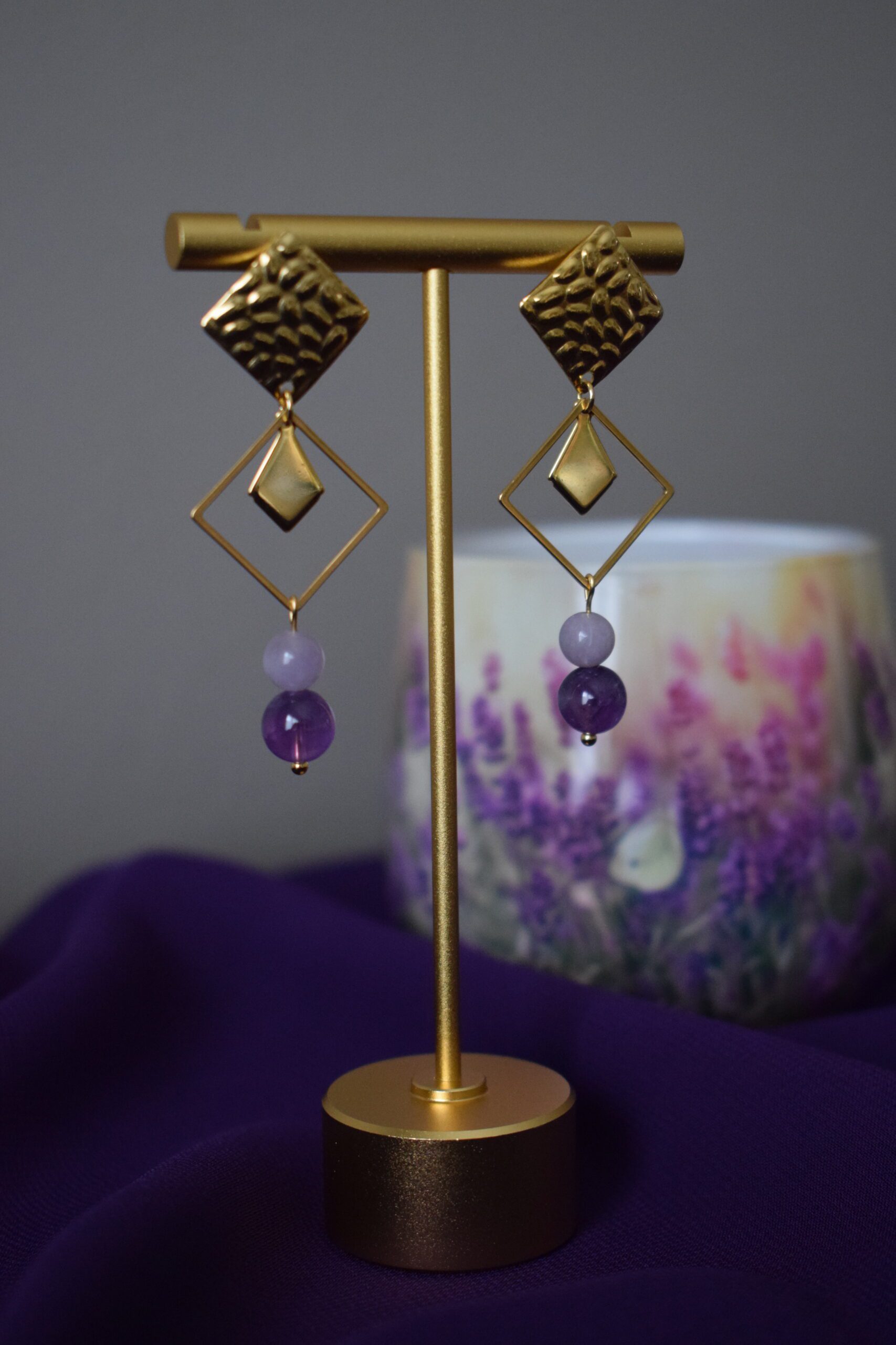 Statement oorhangers Amethist ~ OA 003 - Afbeelding 3