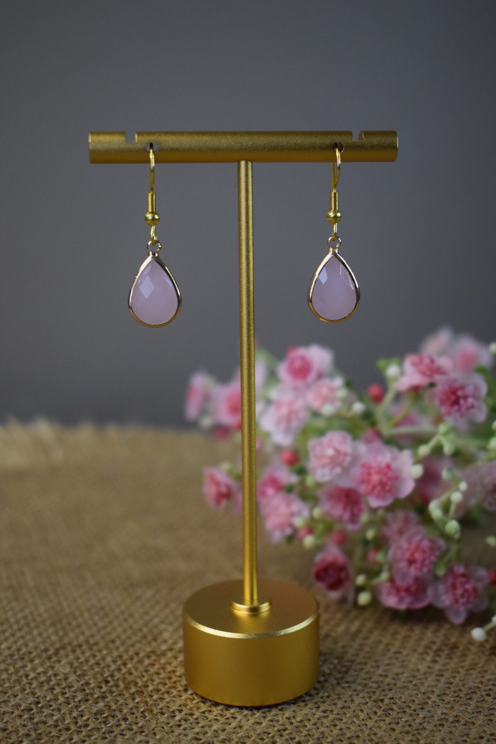 Oorhangers Roze Crystal Glass ~ CG 003