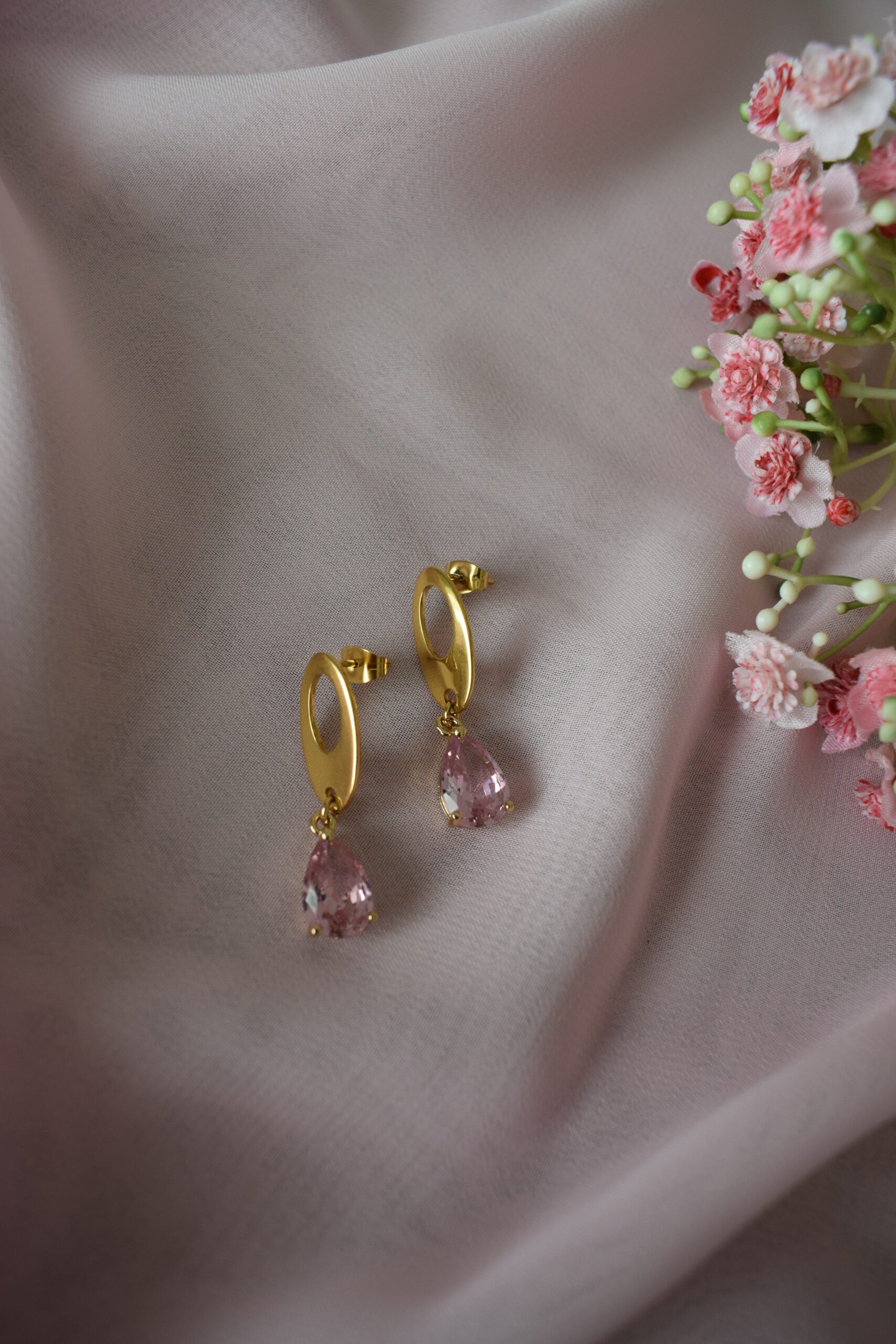 Oorhangers ovaal Roze Crystal Glass ~ FO 006 - Afbeelding 5
