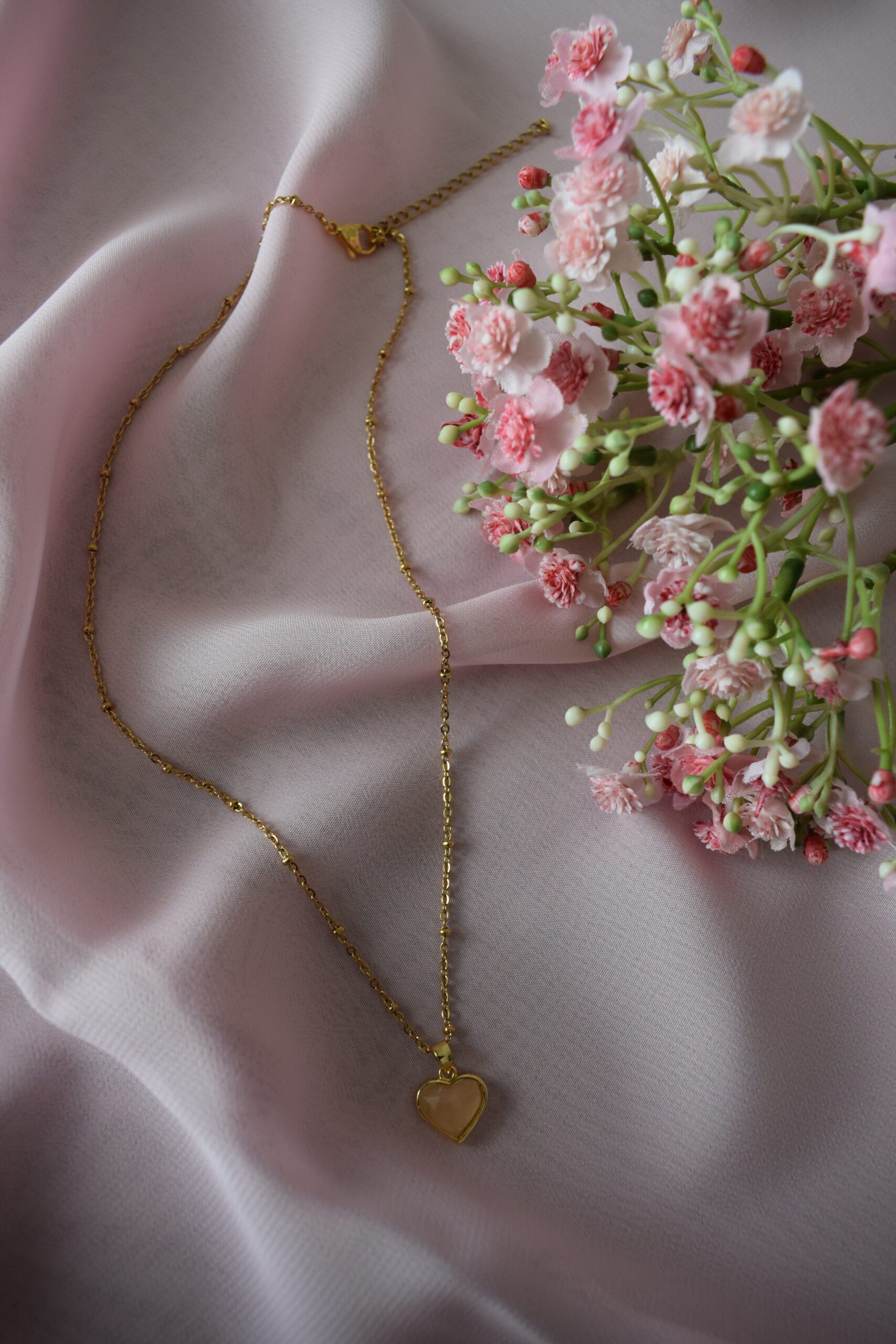 Halsketting hartje Rozenkwarts ~ LC 013 - Afbeelding 2