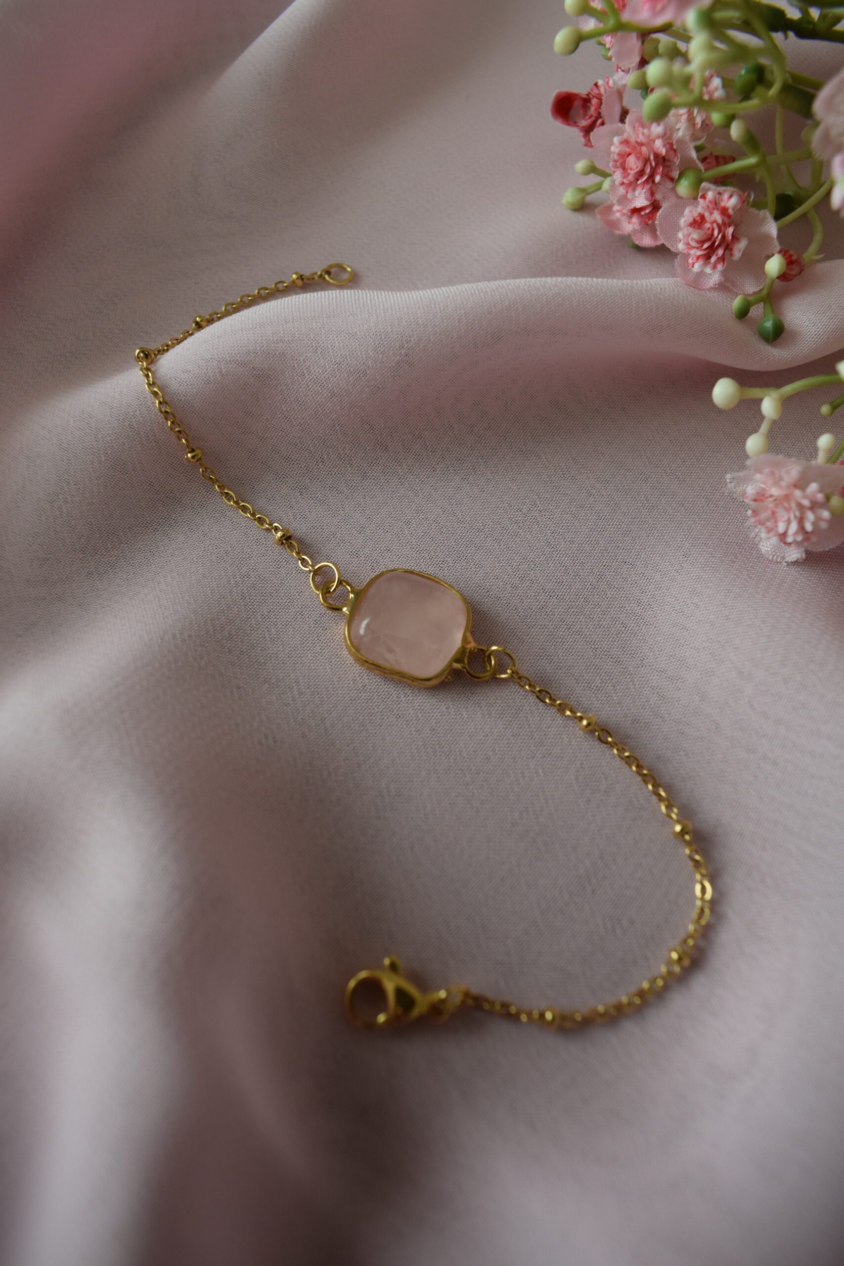 Armband stainless steel met Rozenkwarts ~ LC 012 - Afbeelding 4