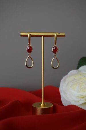Oorhangers Rood Crystal Glass met druppel ~ CG 001