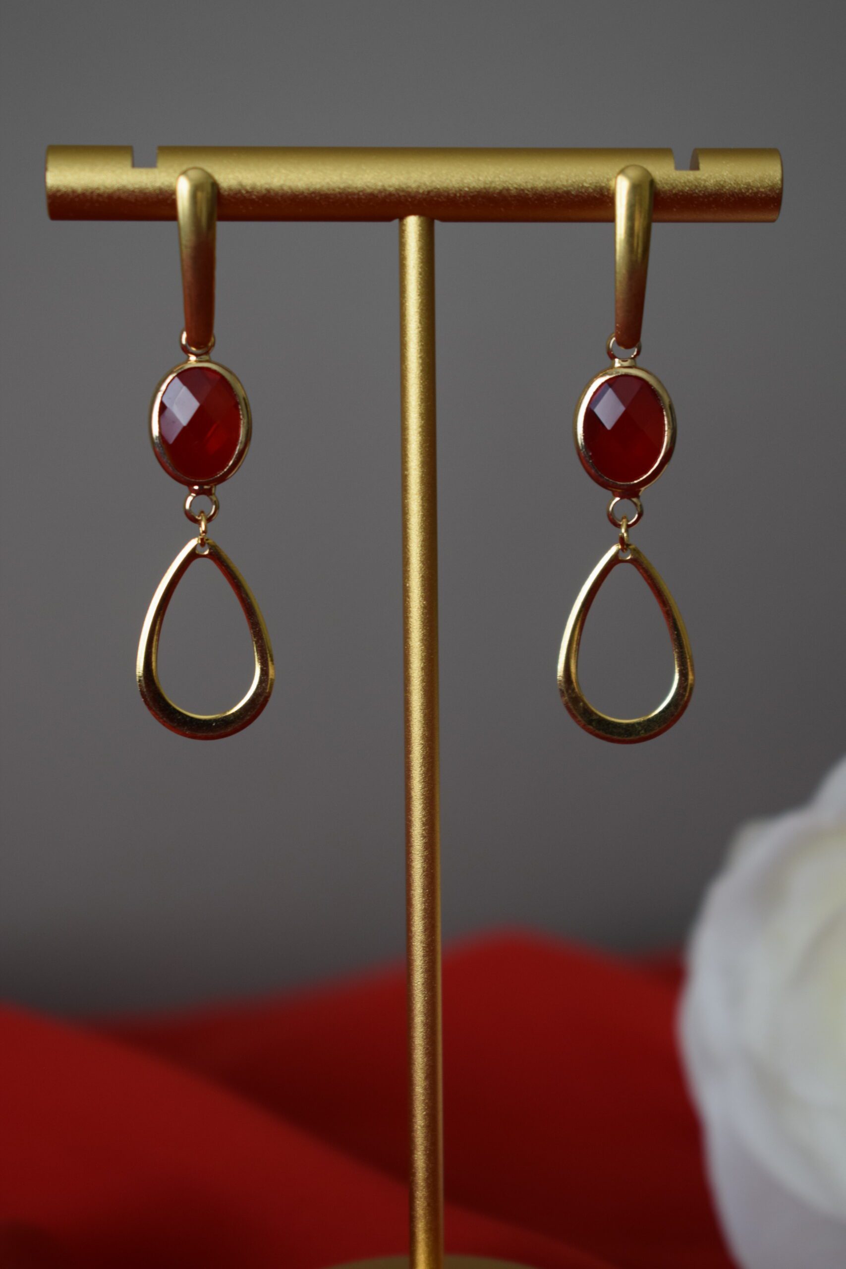 Oorhangers Rood Crystal Glass met druppel ~ CG 001 - Afbeelding 4
