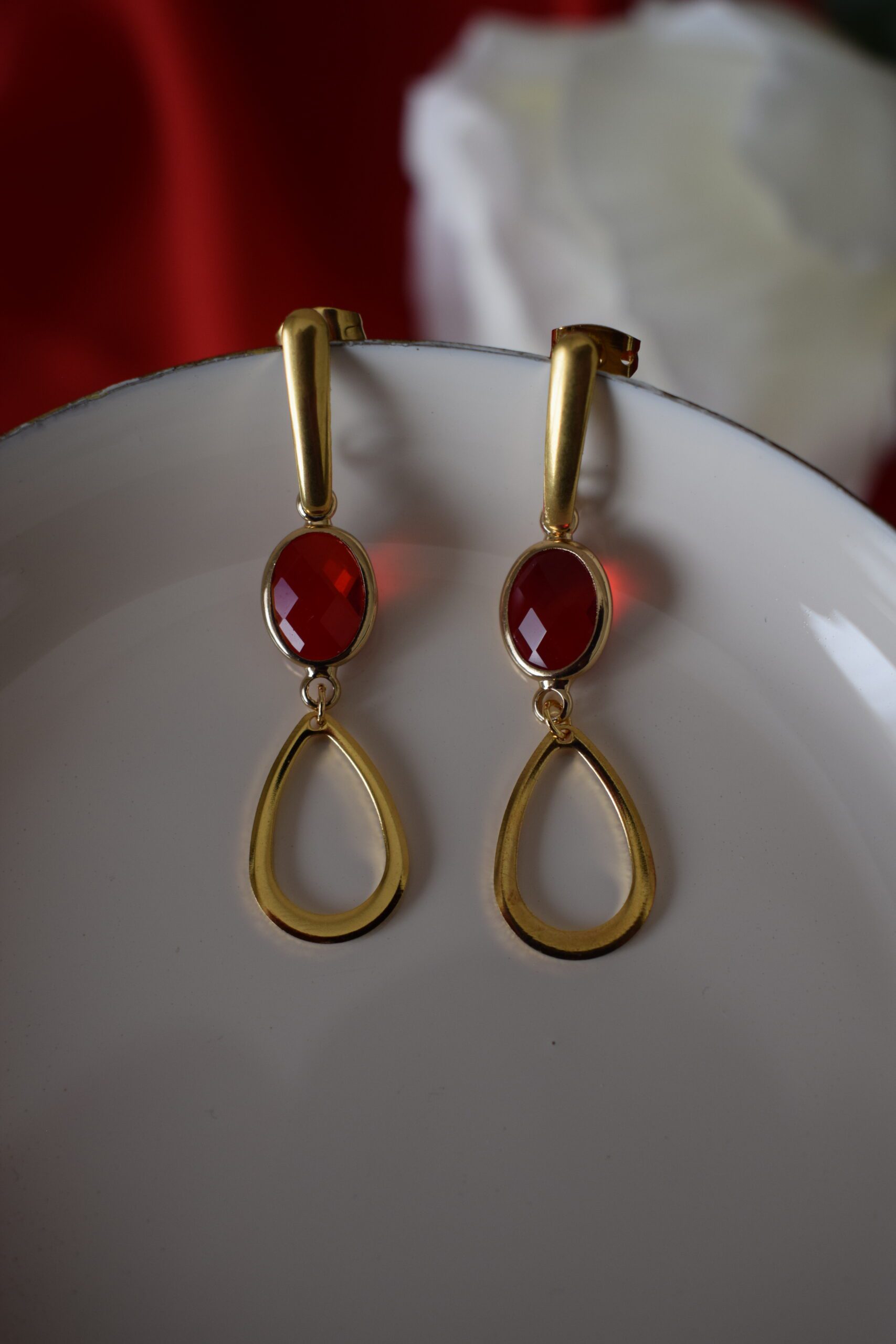 Oorhangers Rood Crystal Glass met druppel ~ CG 001 - Afbeelding 6
