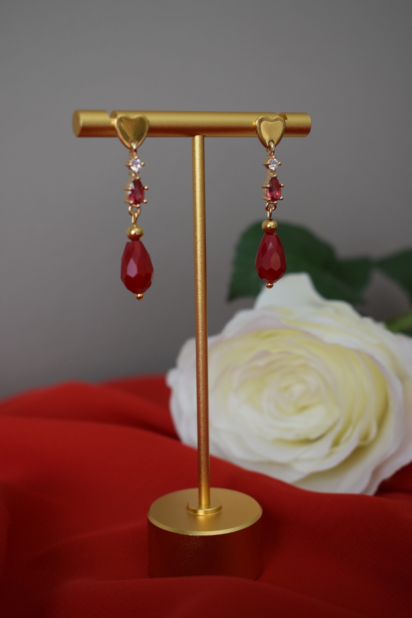 Oorhangers hartje Rood Crystal Glass ~ LC 022 - Afbeelding 3