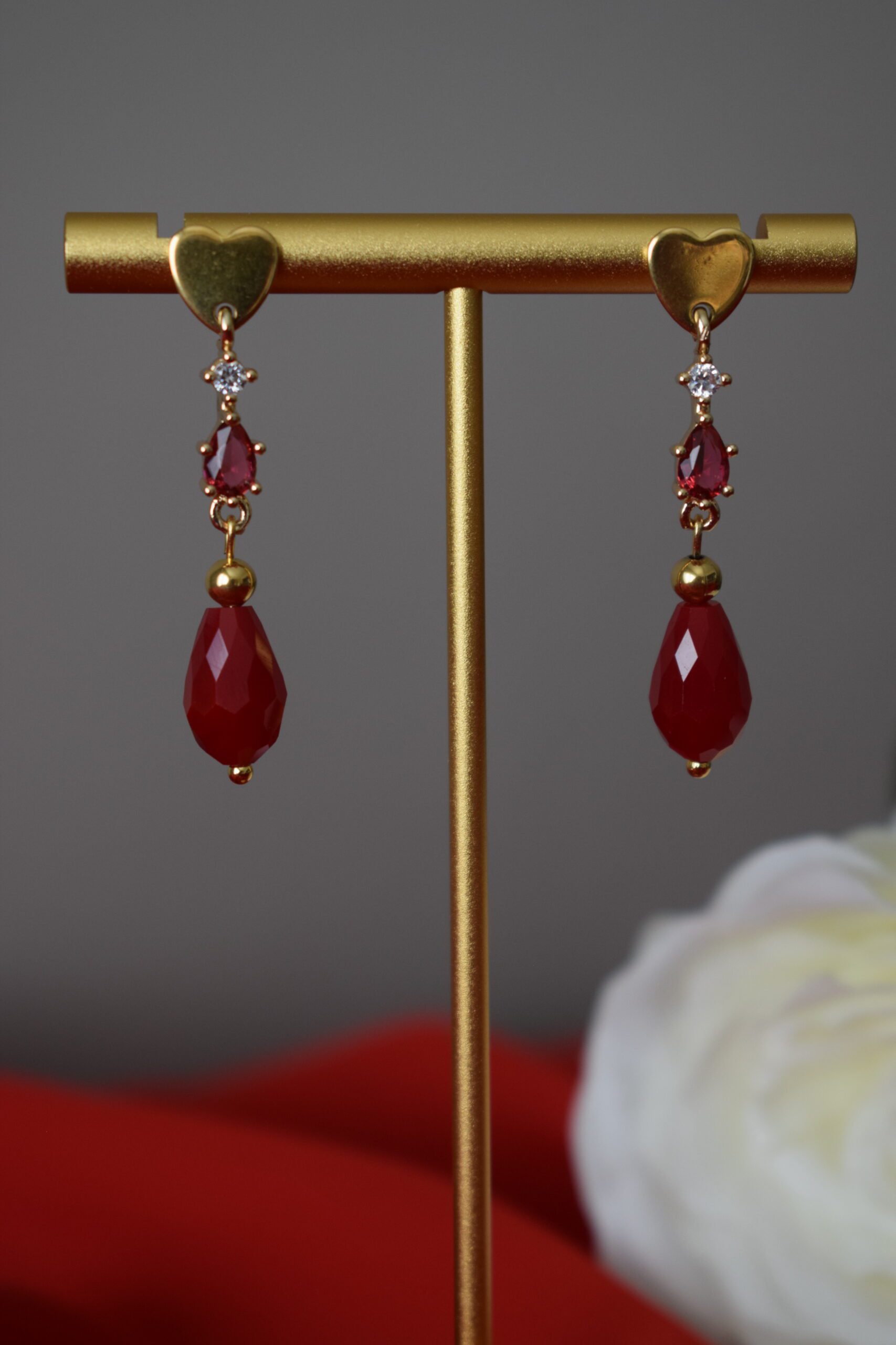 Oorhangers hartje Rood Crystal Glass ~ LC 022 - Afbeelding 4