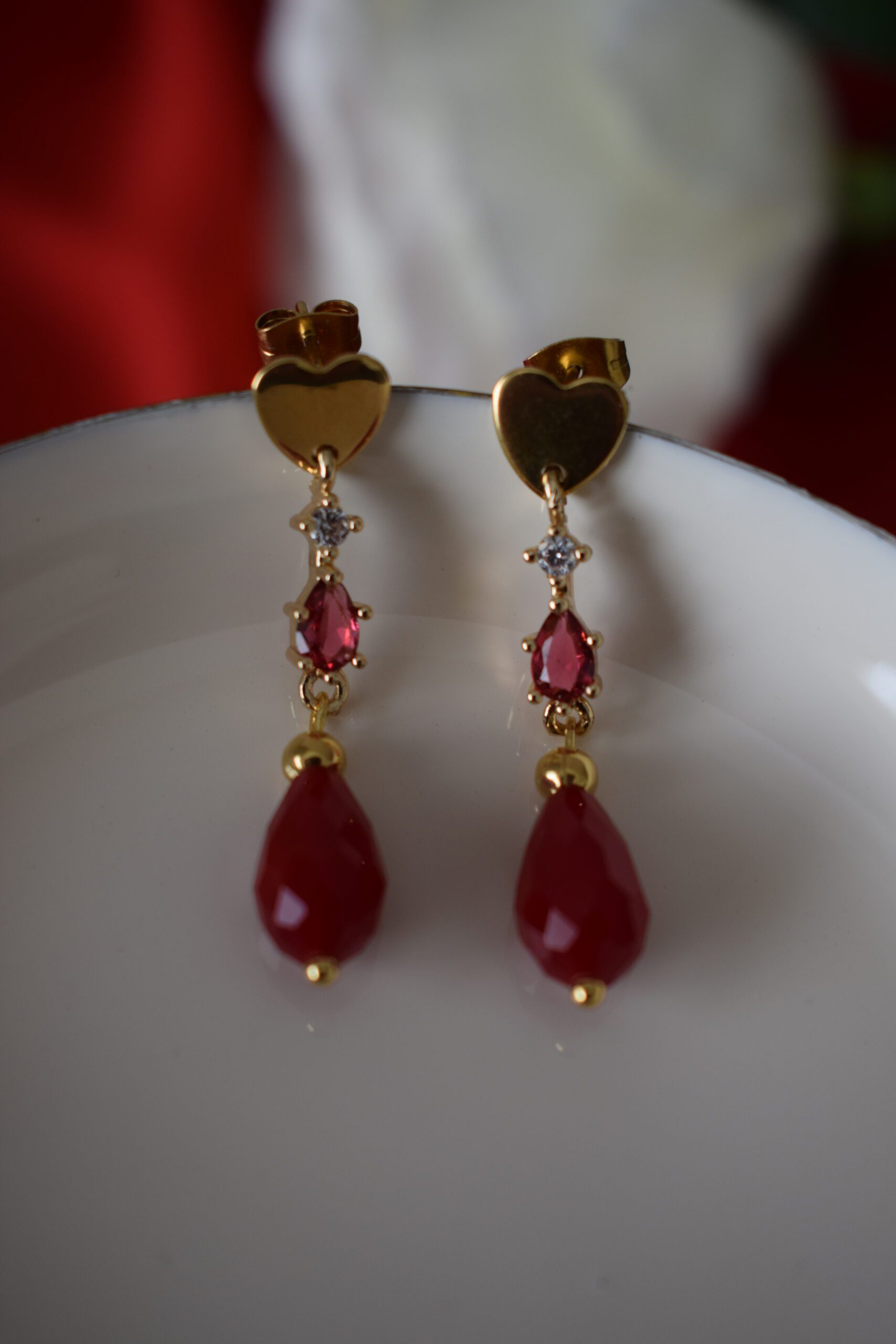 Oorhangers hartje Rood Crystal Glass ~ LC 022 - Afbeelding 5