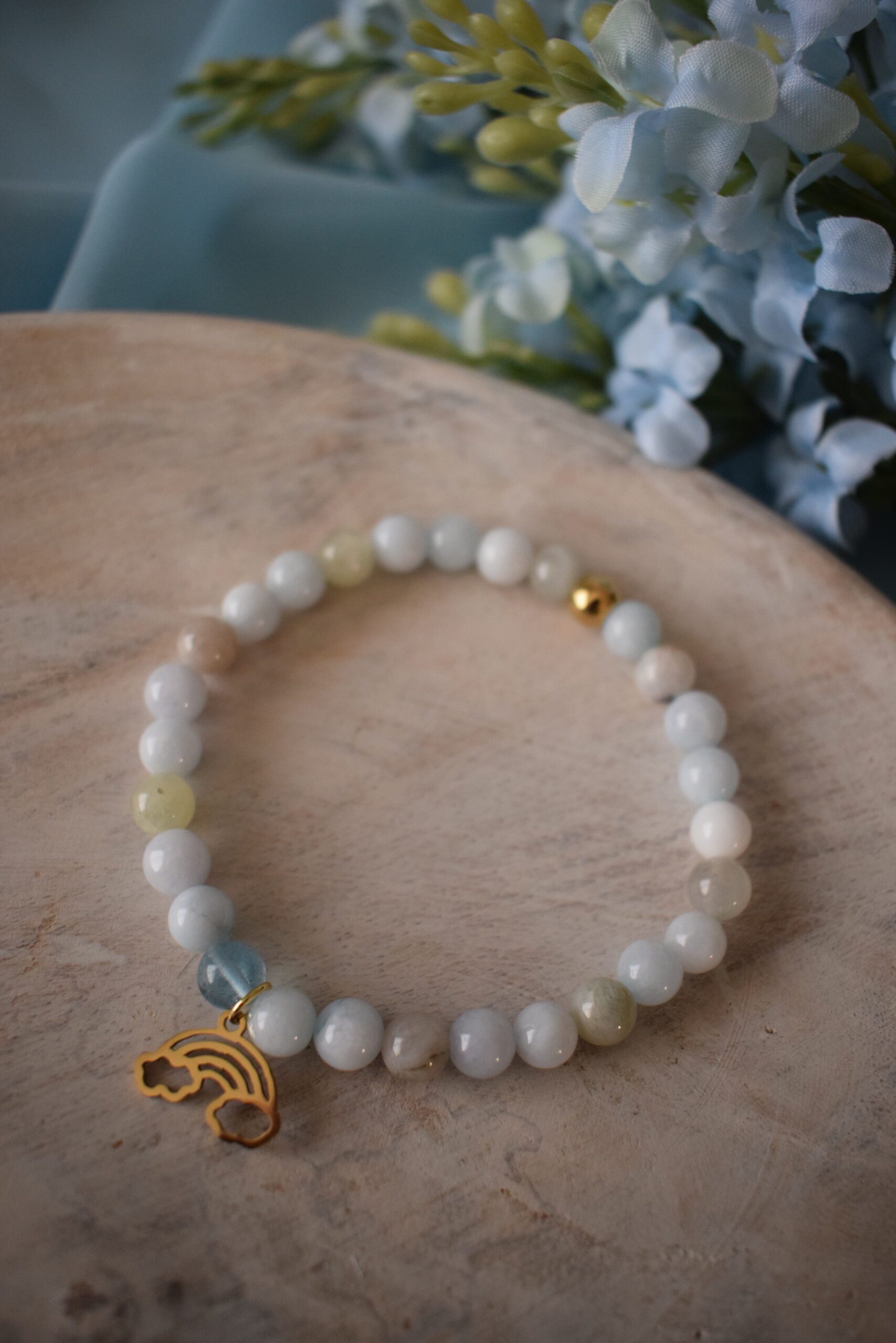Kralenarmband Aquamarijn 6mm ~ AQ 005 - Afbeelding 2