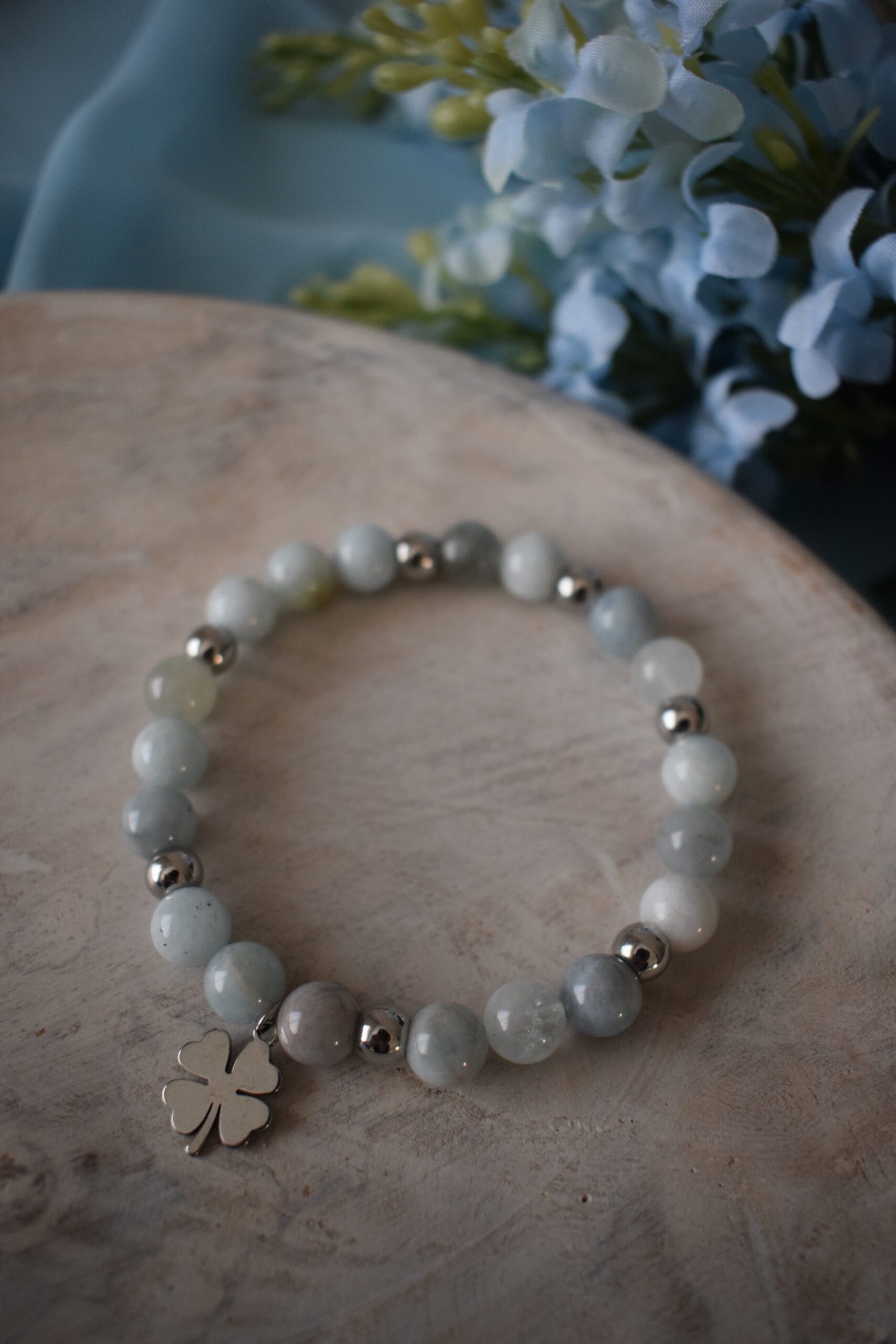 Kralenarmband Aquamarijn 8mm ~ AQ 007 - Afbeelding 3