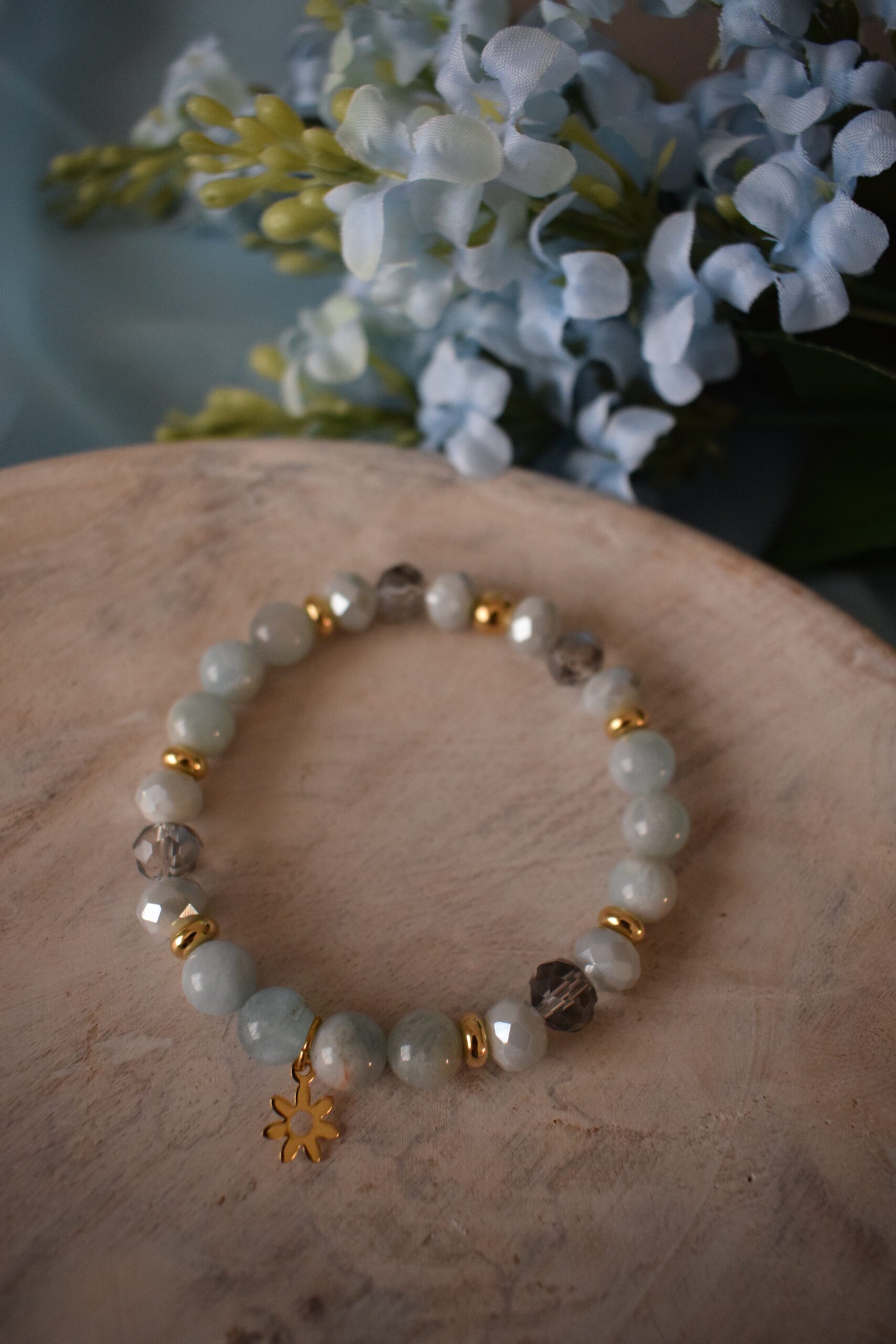 Kralenarmband chique Aquamarijn 8mm ~ AQ 006