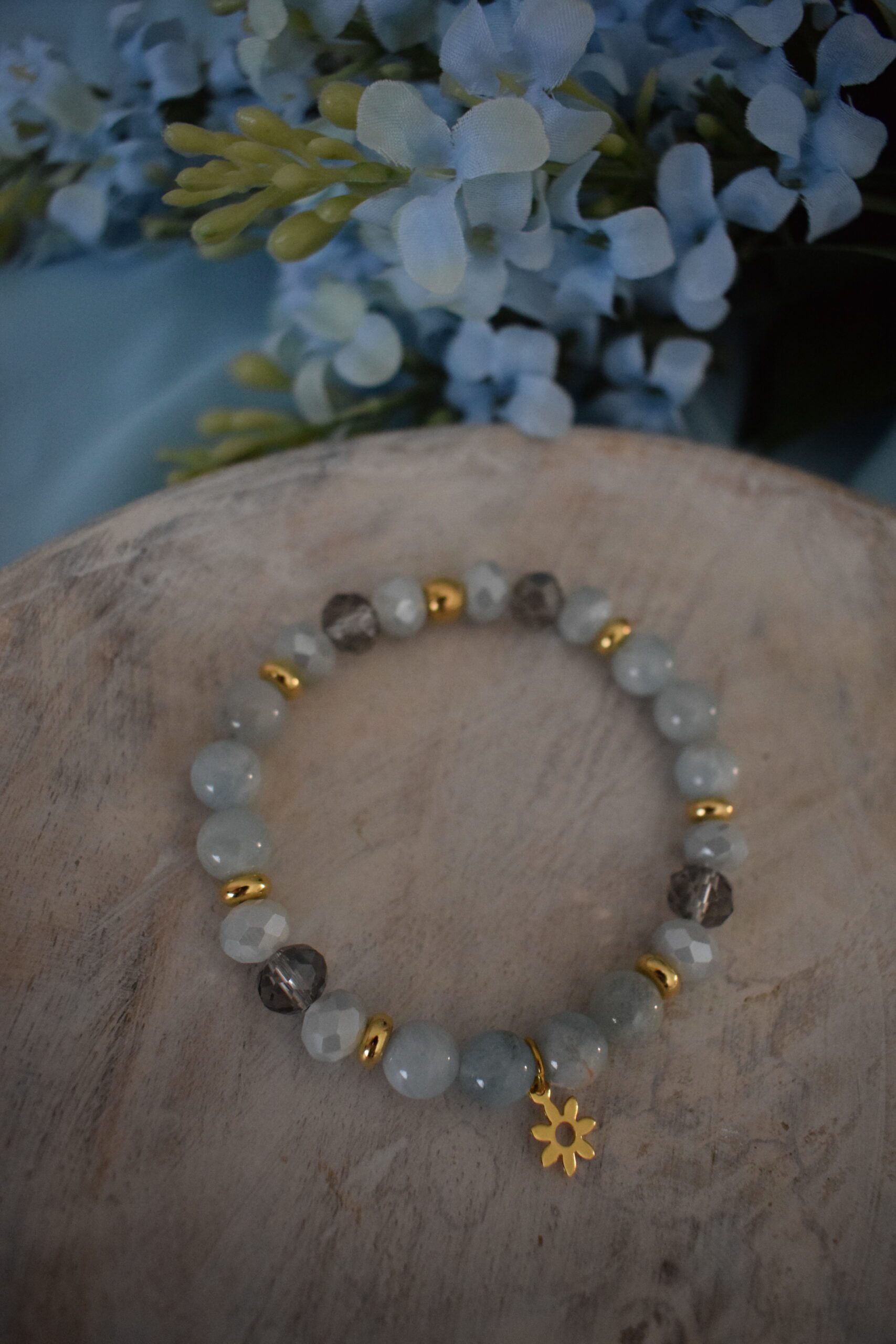 Kralenarmband chique Aquamarijn 8mm ~ AQ 006 - Afbeelding 4