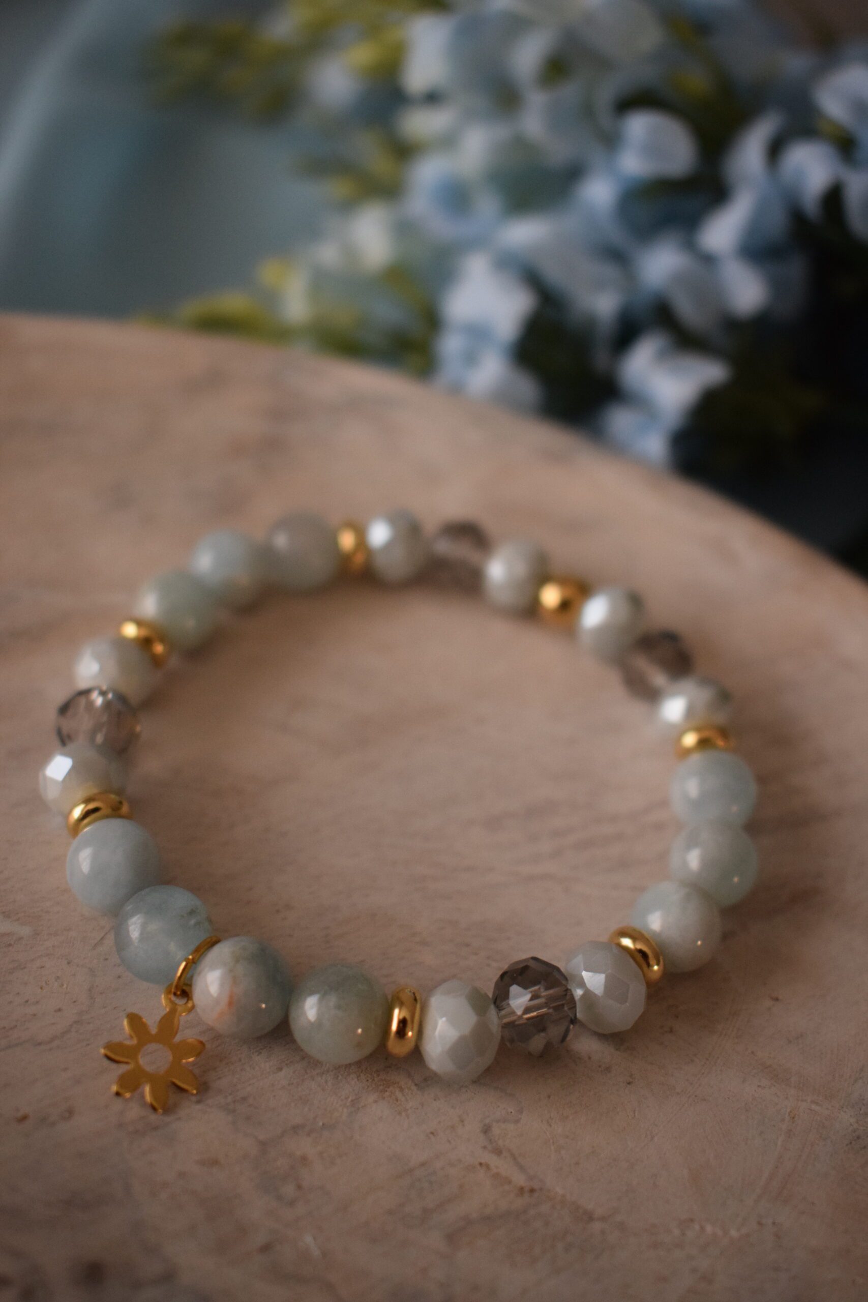 Kralenarmband chique Aquamarijn 8mm ~ AQ 006 - Afbeelding 3