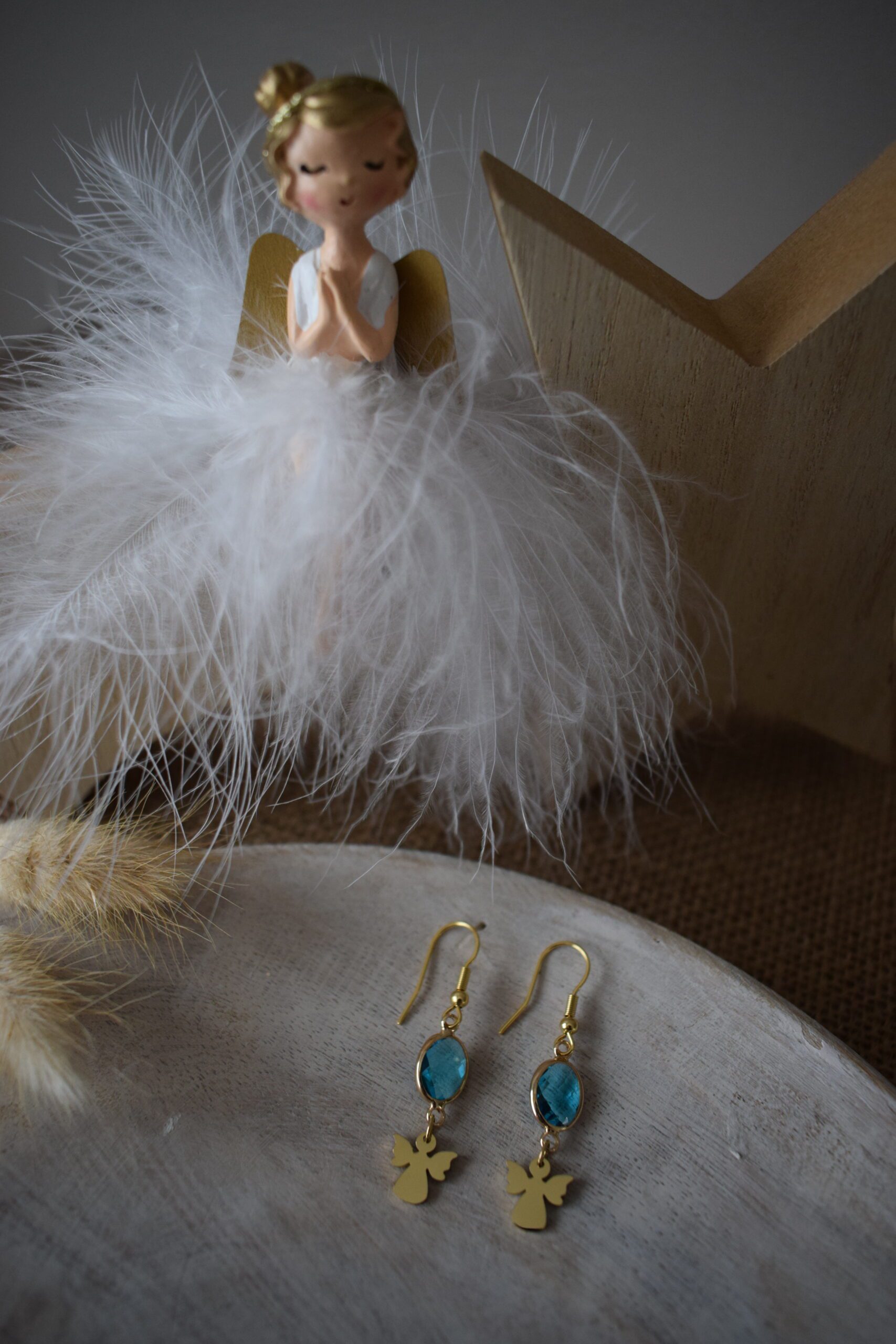 Oorhangers met Crystal glass en Engeltje ~ EN 001 - Afbeelding 2