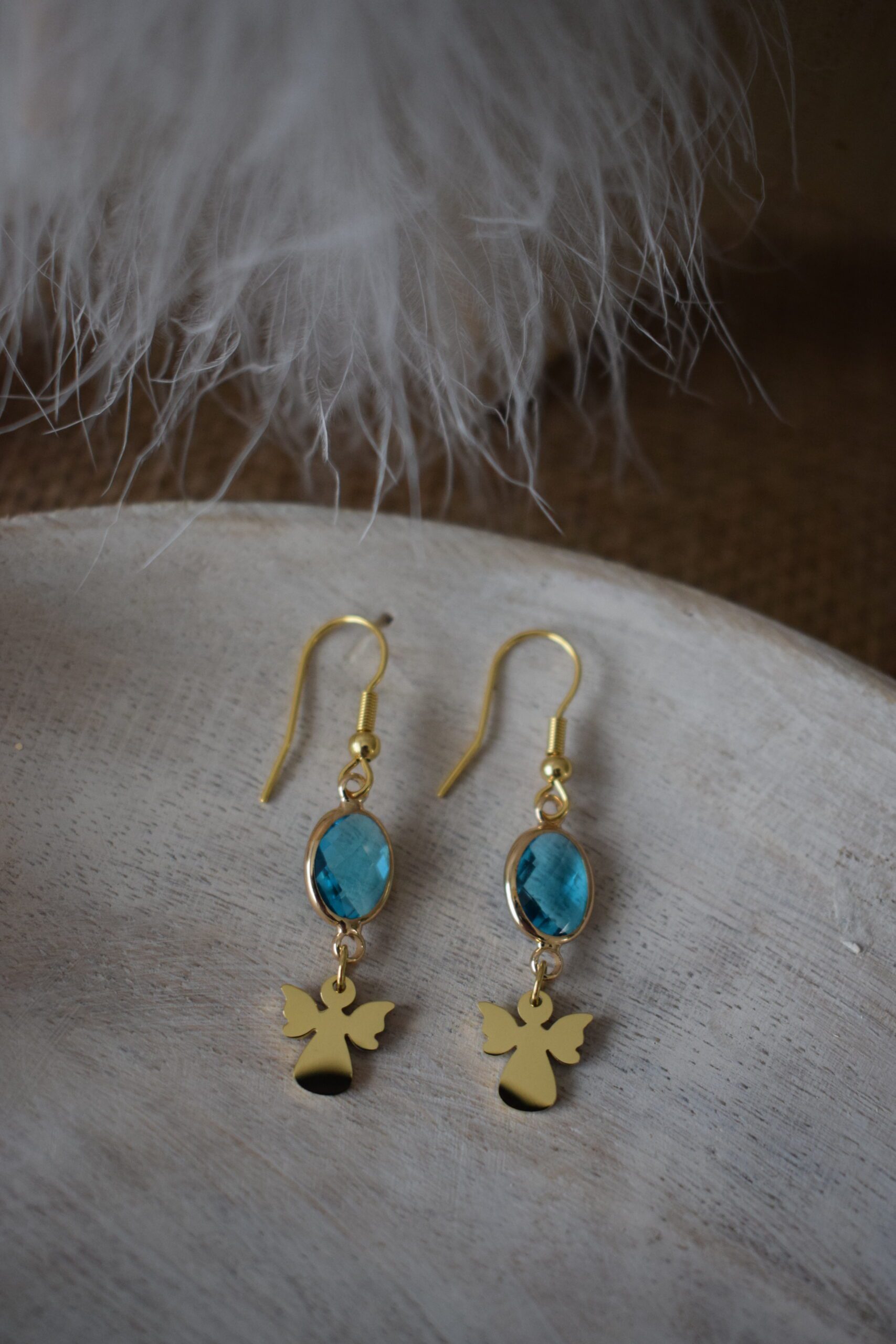 Oorhangers met Crystal glass en Engeltje ~ EN 001 - Afbeelding 3