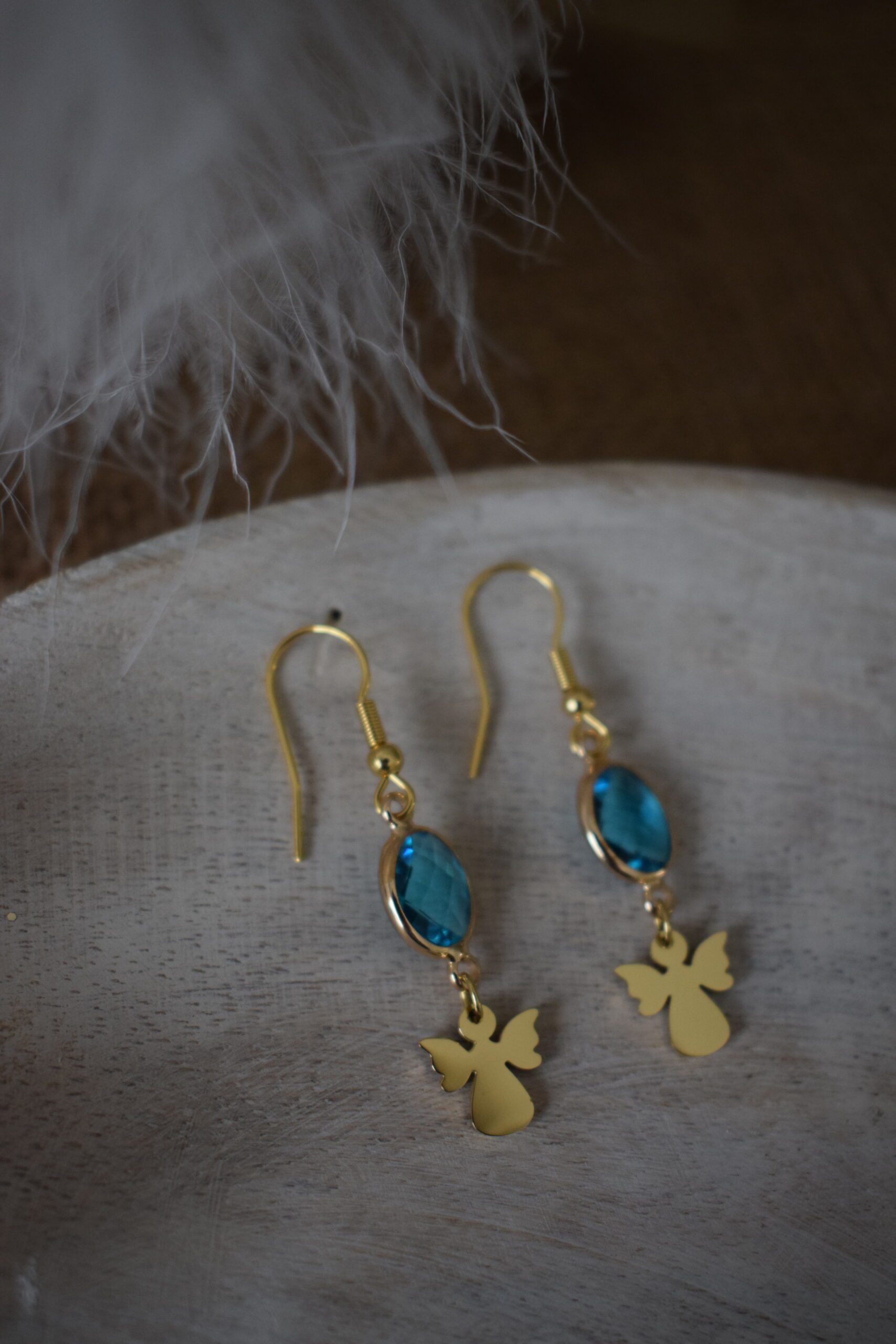 Oorhangers met Crystal glass en Engeltje ~ EN 001 - Afbeelding 4