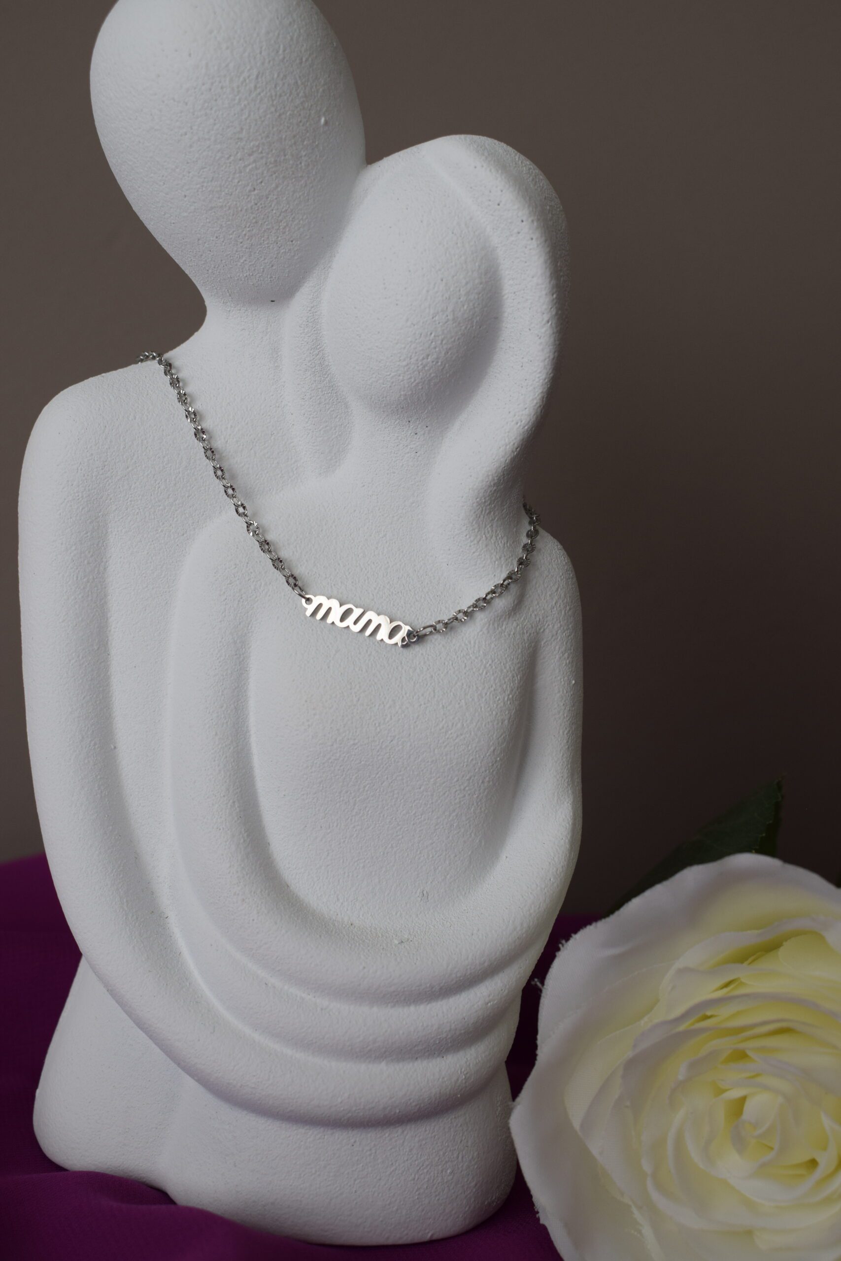 Halsketting 'mama' in stainless steel (zilverkleur) ~ LC 027
