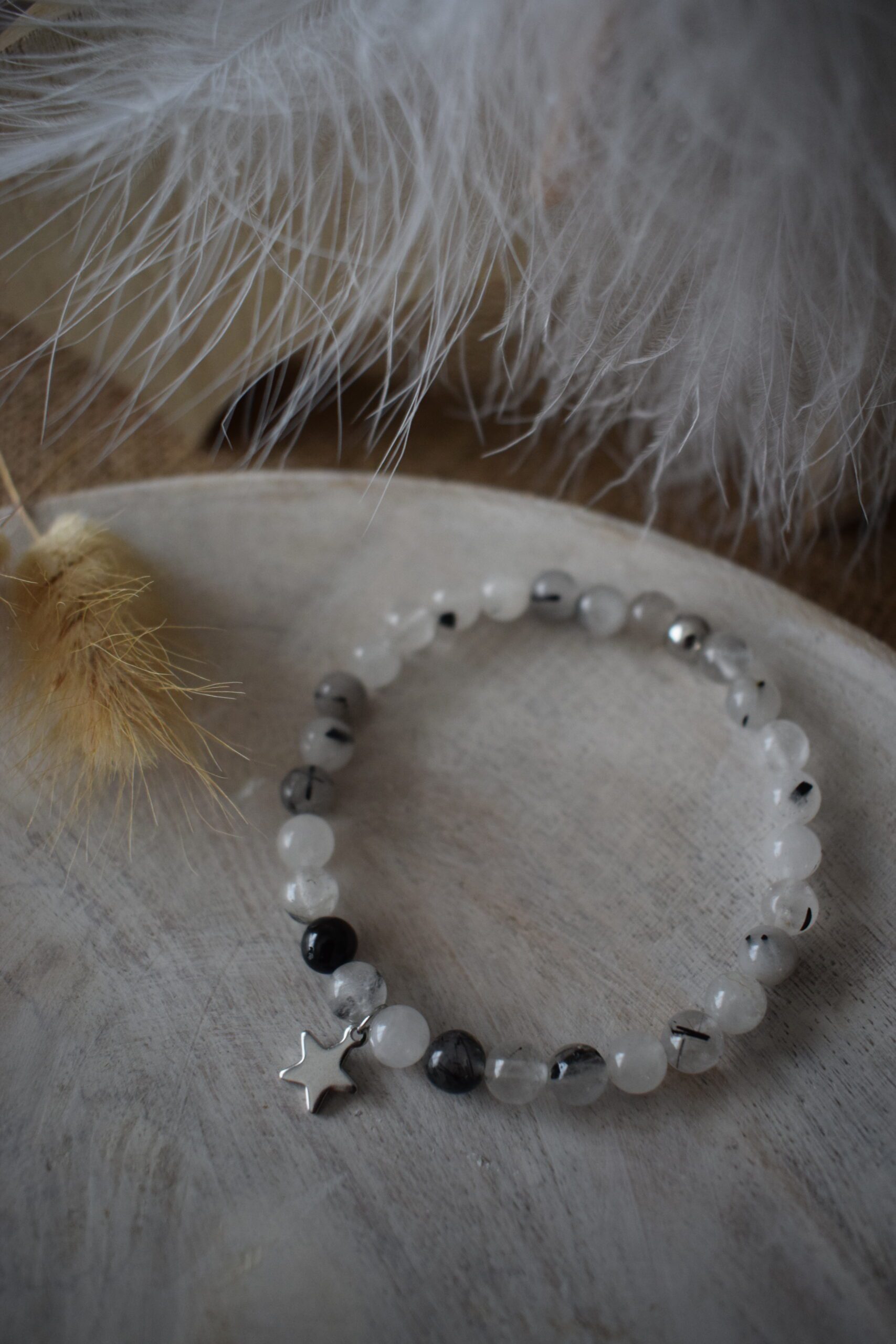 Kralenarmbandje Rutielkwarts 6mm met ster ~ ST 006 - Afbeelding 3