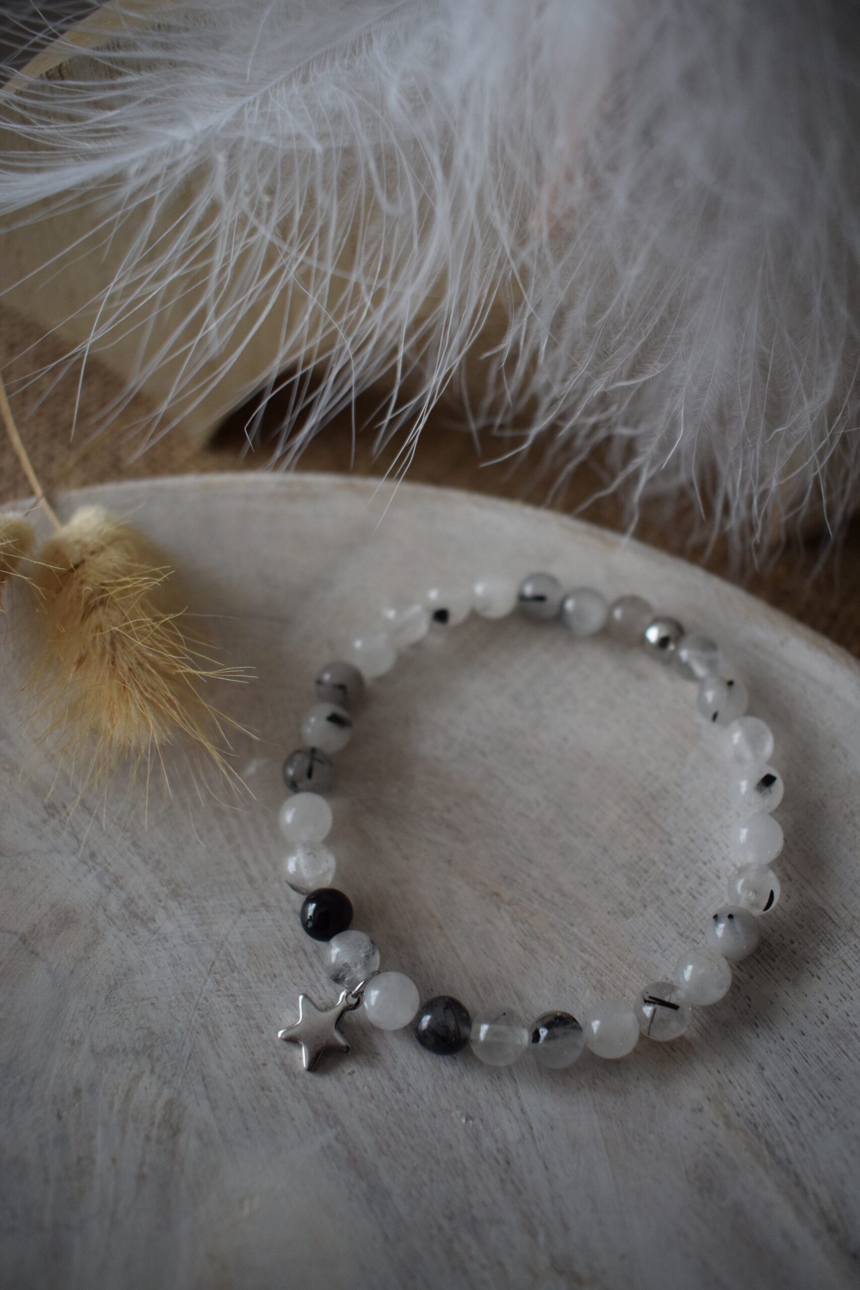 Kralenarmbandje Rutielkwarts 6mm met ster ~ ST 006 - Afbeelding 2