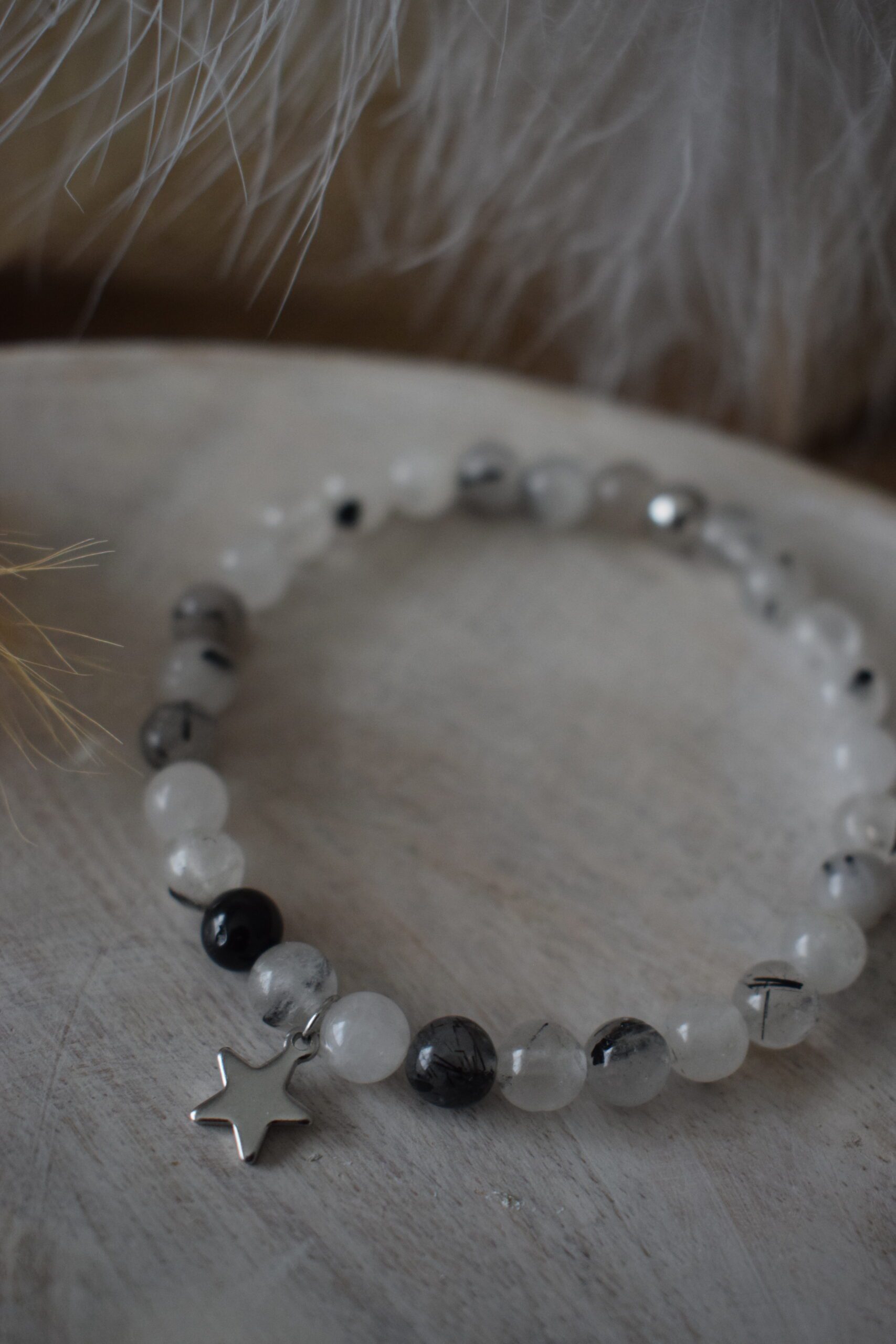 Kralenarmbandje Rutielkwarts 6mm met ster ~ ST 006 - Afbeelding 4