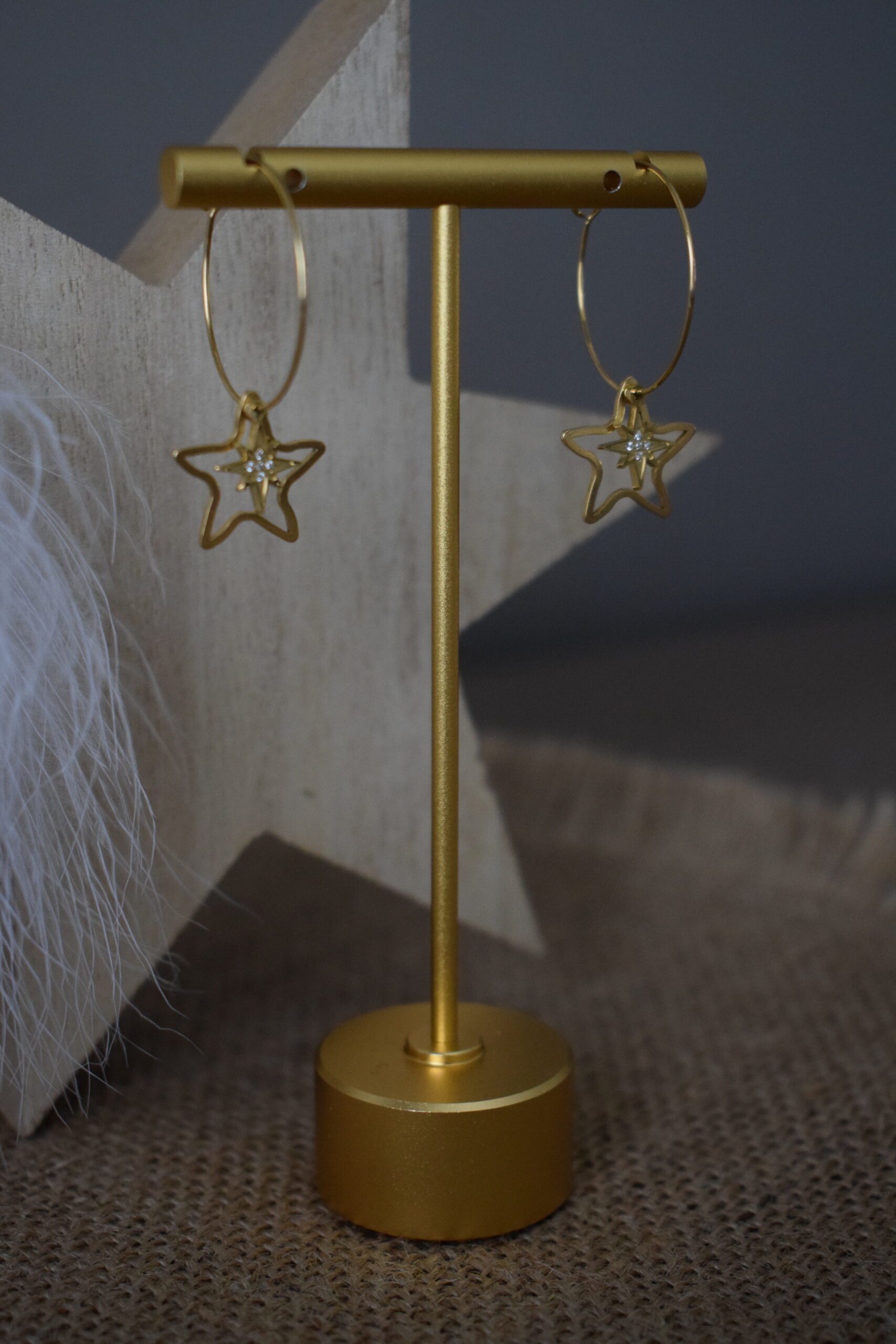 Stainless steel earhoops met Sterretjes ~ ST 002 - Afbeelding 3