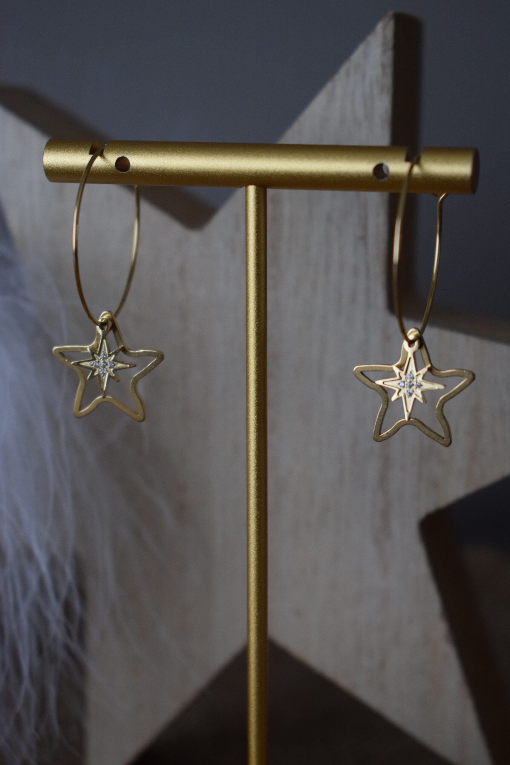 Stainless steel earhoops met Sterretjes ~ ST 002 - Afbeelding 4
