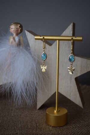 Oorhangers met Crystal glass en Engeltje ~ EN 001
