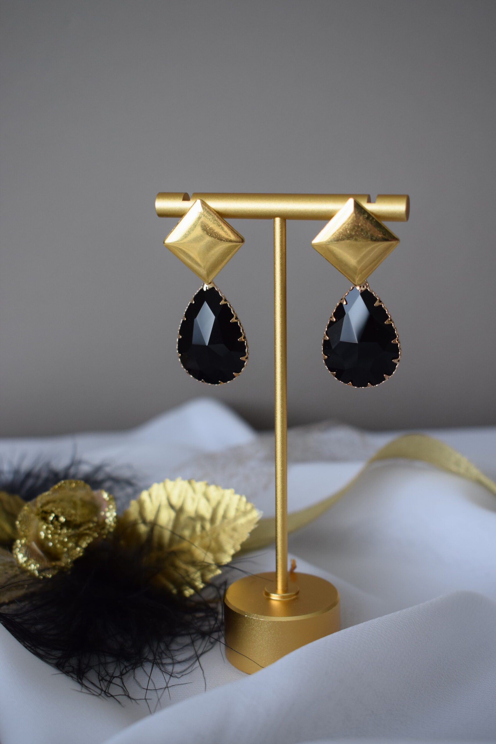 Statement Earrings Zwart Crystal Glass ~ FO 018 - Afbeelding 2