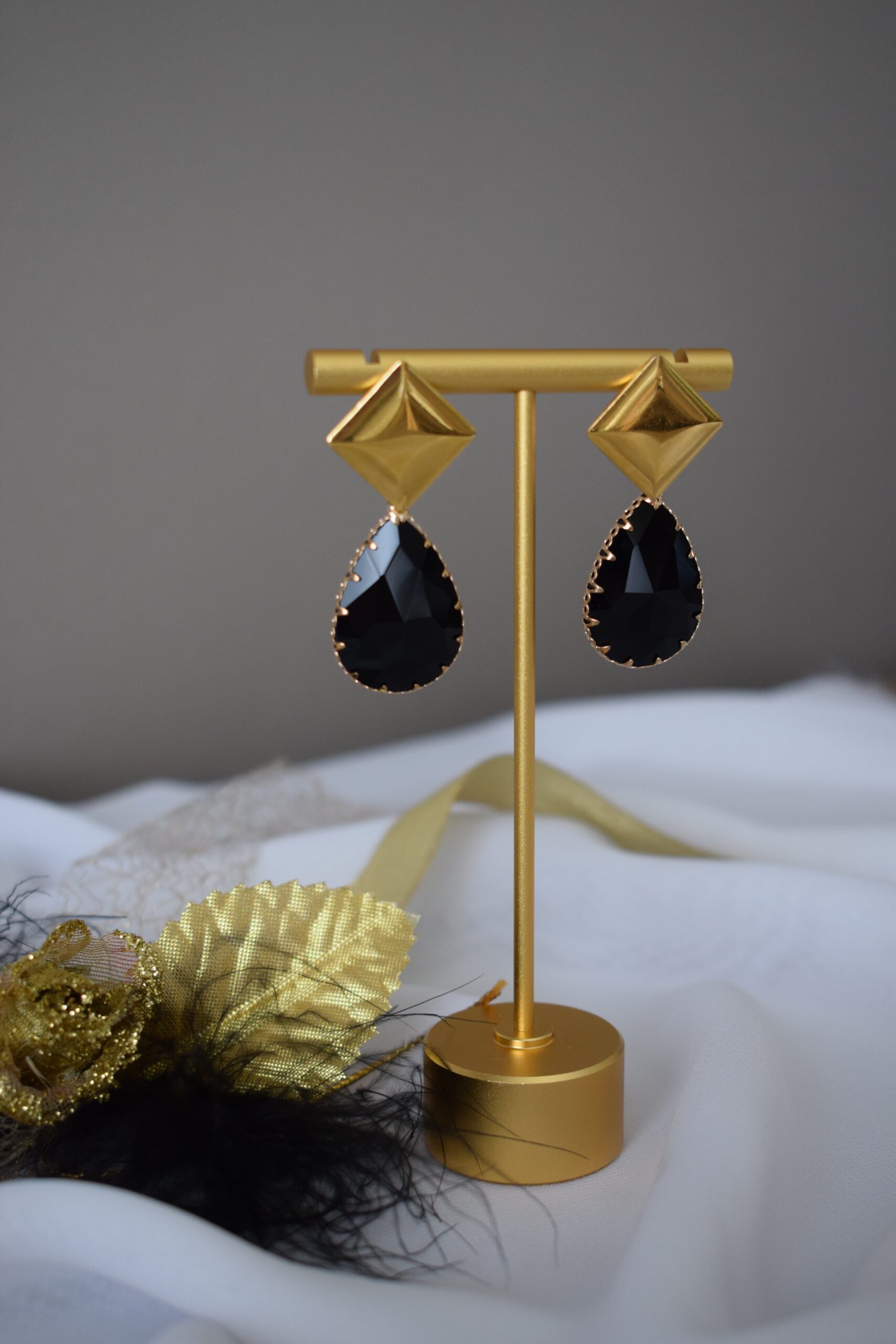Statement Earrings Zwart Crystal Glass ~ FO 018 - Afbeelding 3