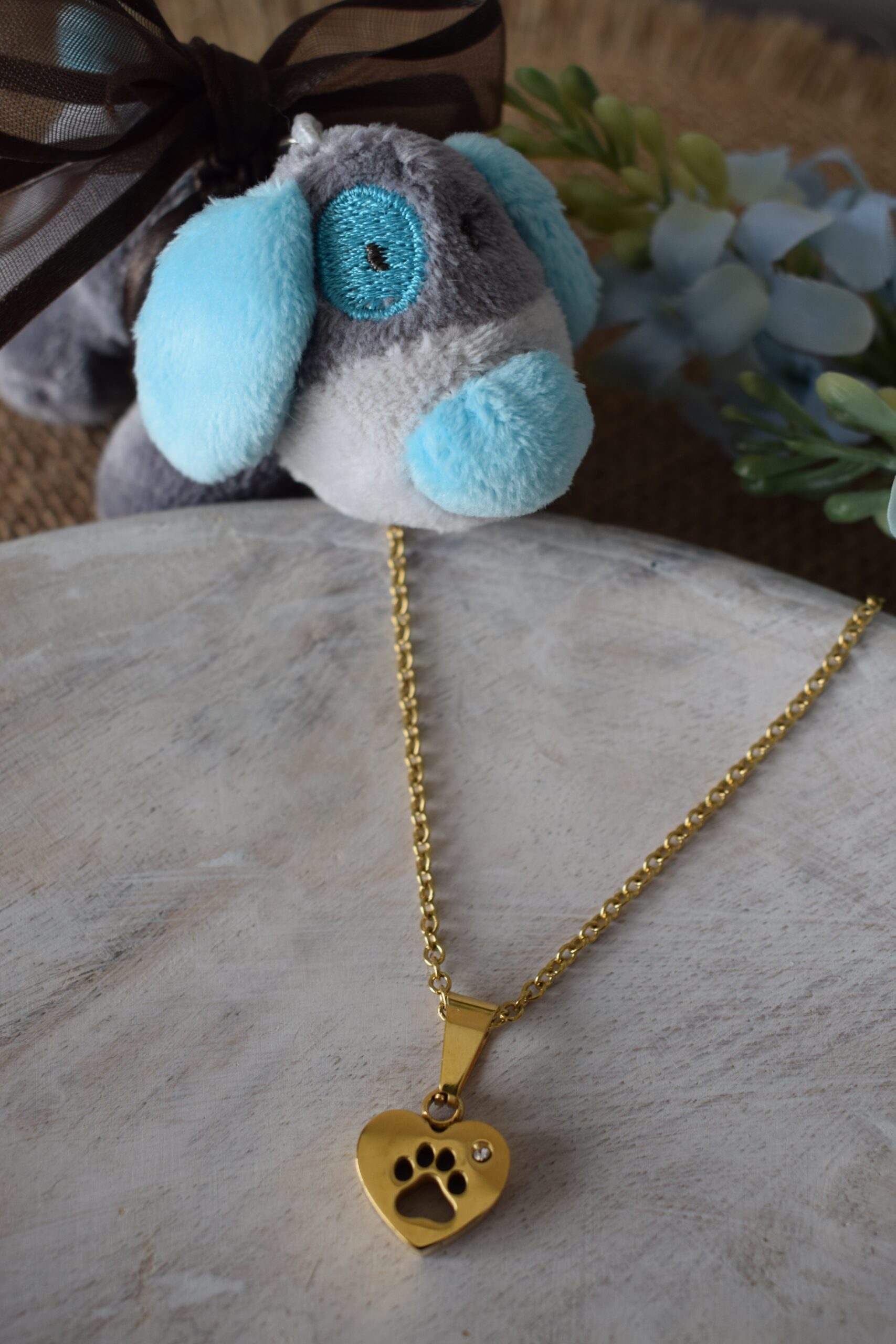 Halsketting stainless steel hartje met pootje ~ PO 001 - Afbeelding 2