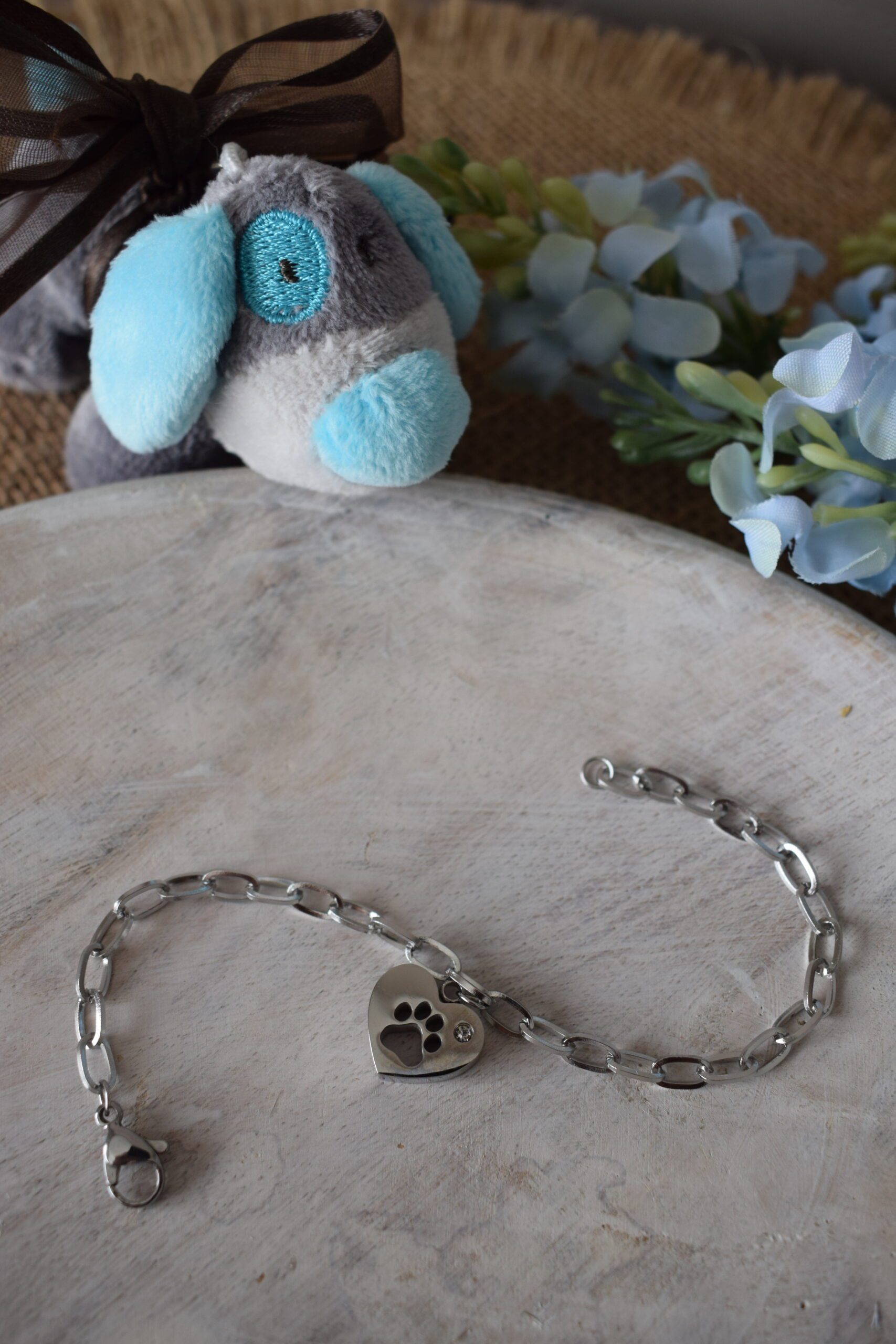 Armband stainless steel hartje met pootje ~ PO 003 - Afbeelding 2