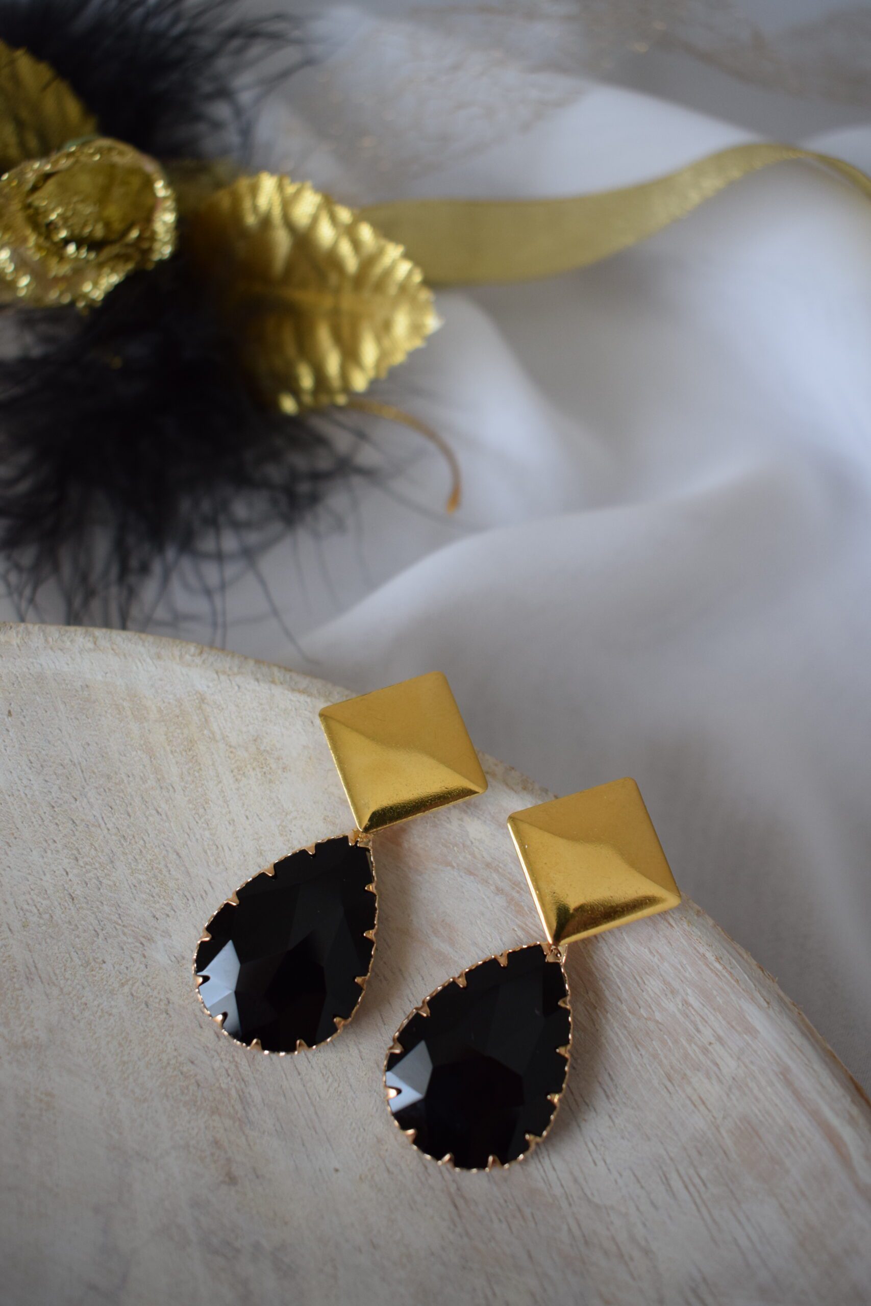 Statement Earrings Zwart Crystal Glass ~ FO 018 - Afbeelding 5